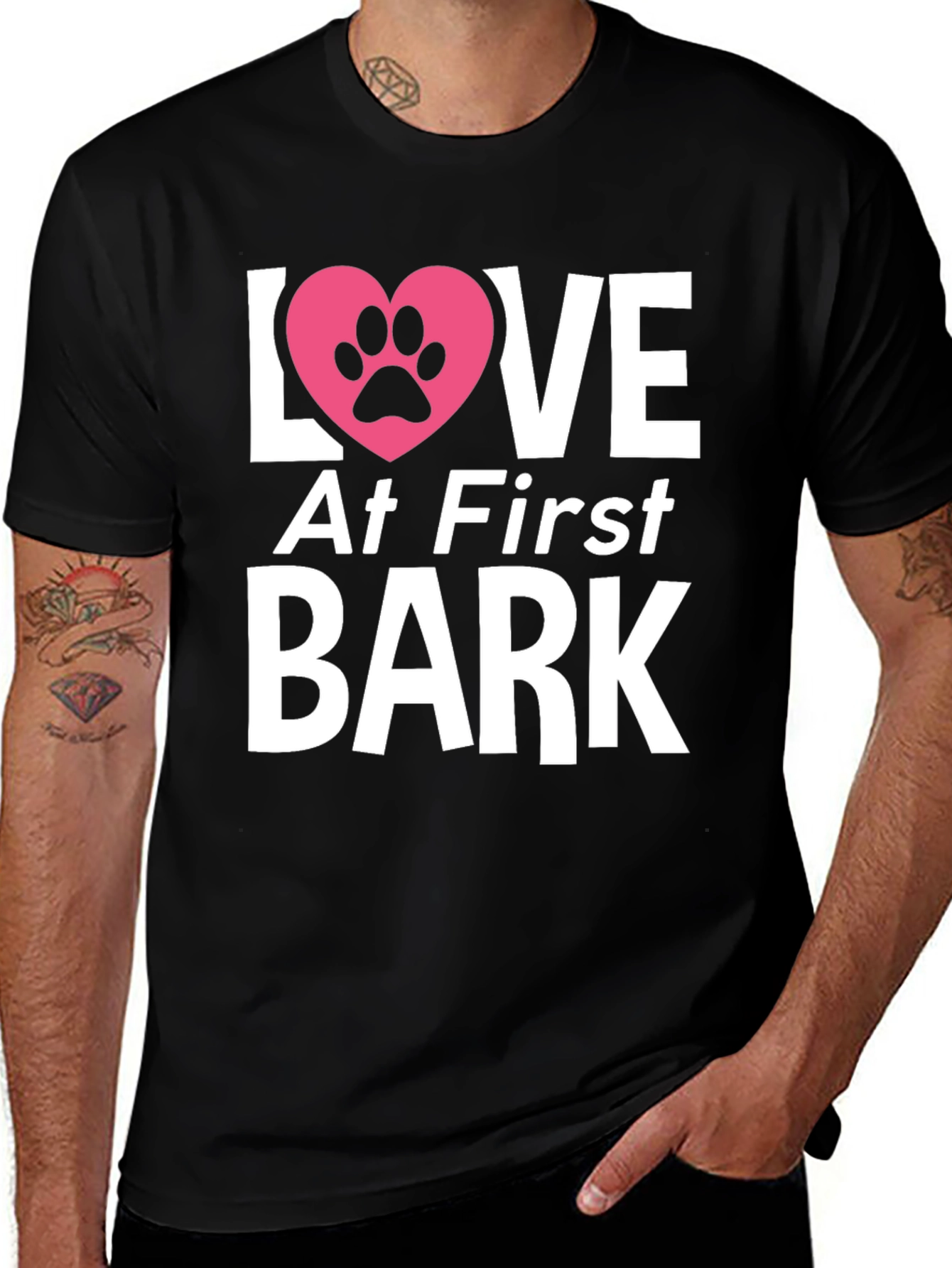 Love at First Bark T-Shirt | Dog Paw Heart Tee
