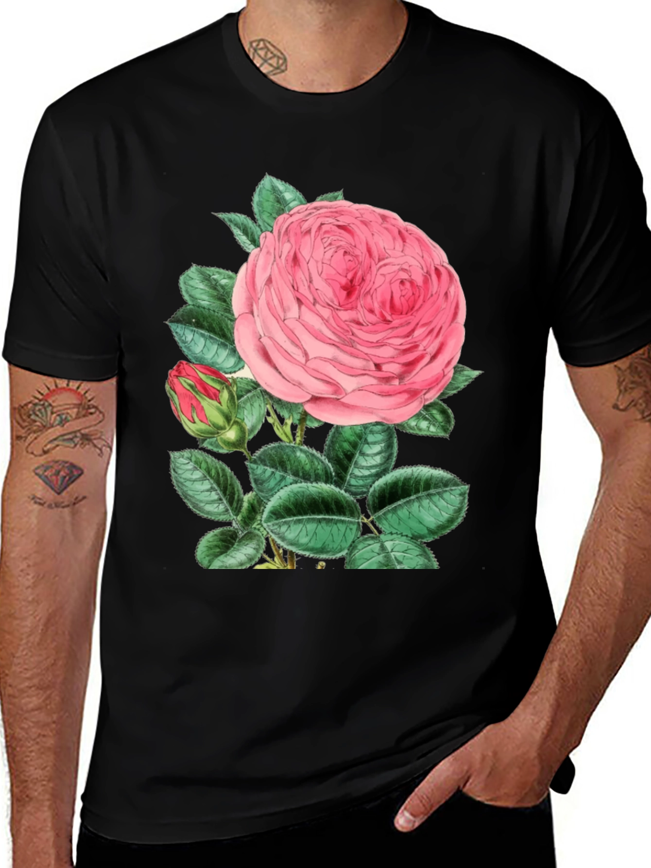 Variant 27 of Pink Rose Graphic Tee - Soft Cotton