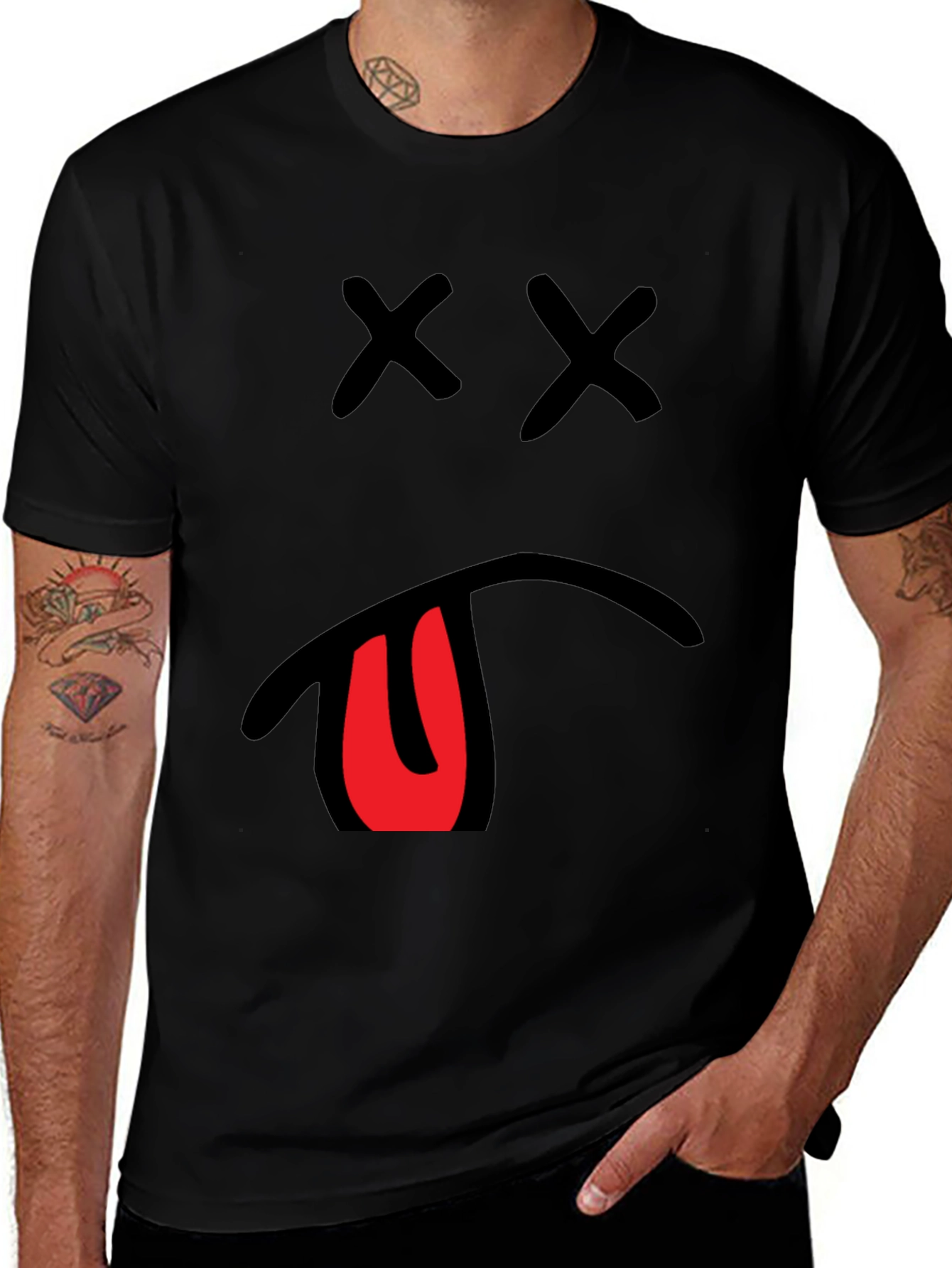 Variant 7 of Men's Graphic T-Shirt with "X" Eyes and Tongue Out
