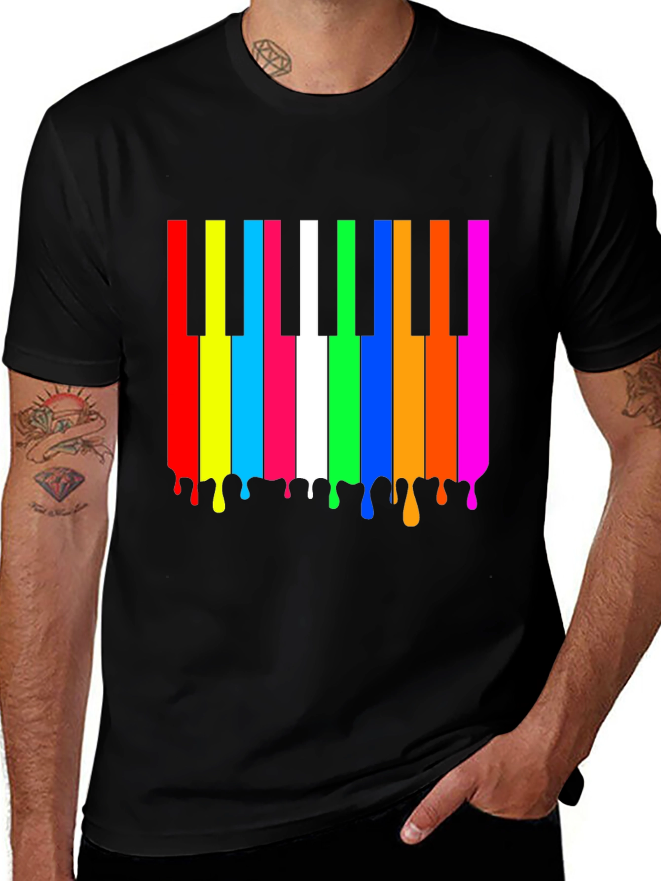 Variant 27 of Colorful Piano Keys Dripping Tee