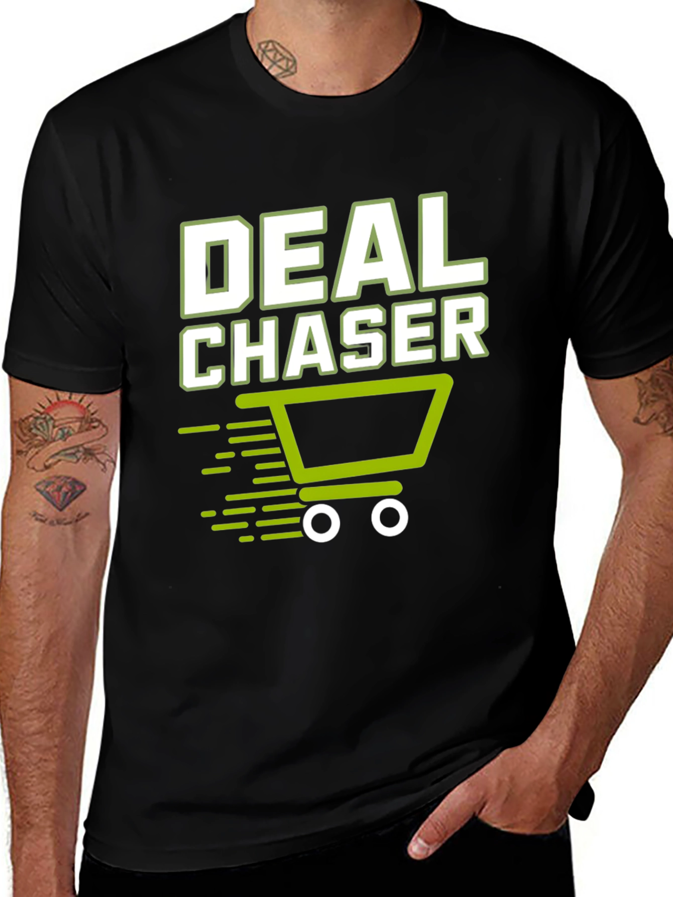 Variant 17 of Deal Chaser T-Shirt - Black - Shopping Cart Design