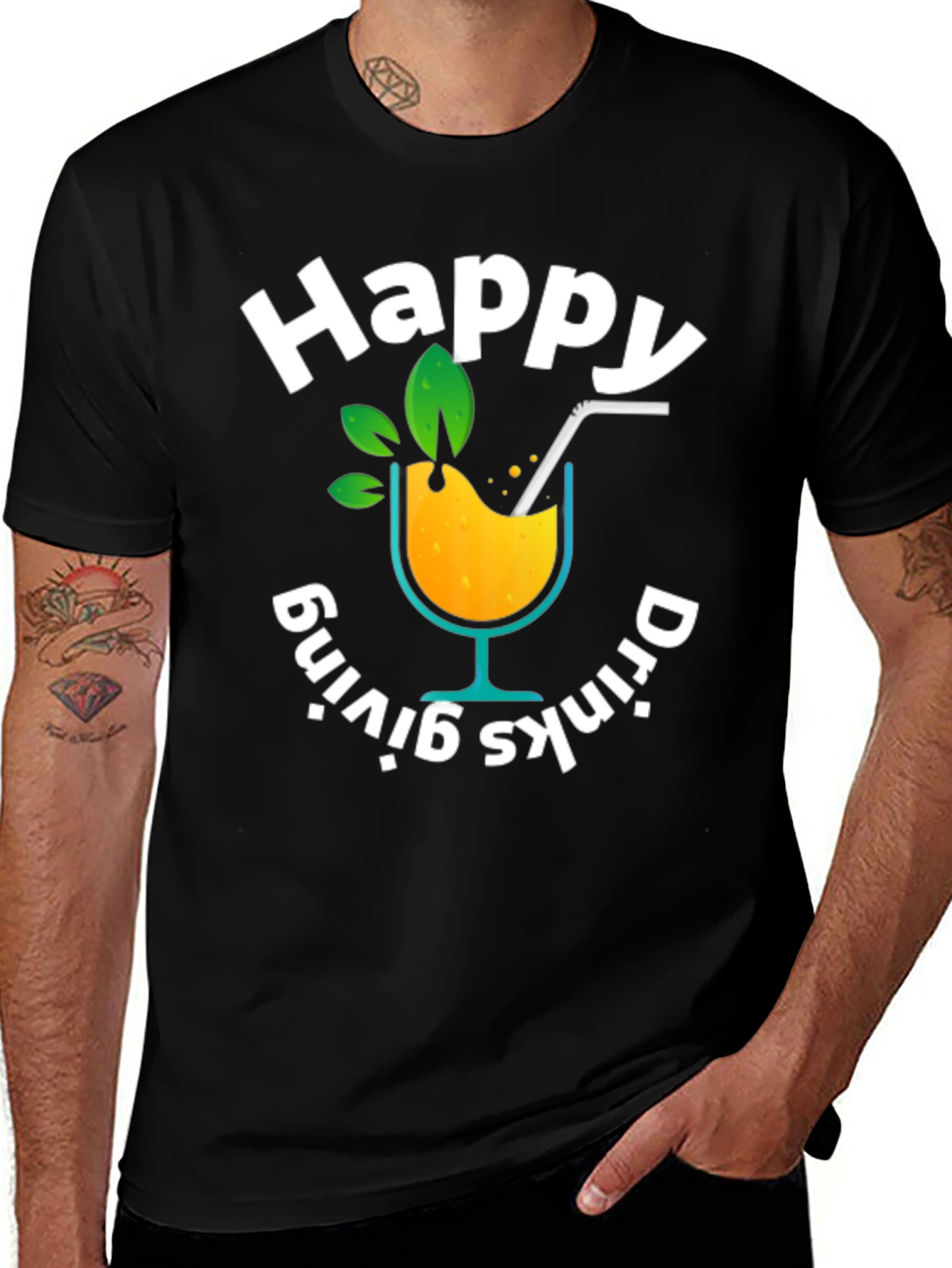 Variant 25 of Happy Drinks-Giving Graphic T-Shirt