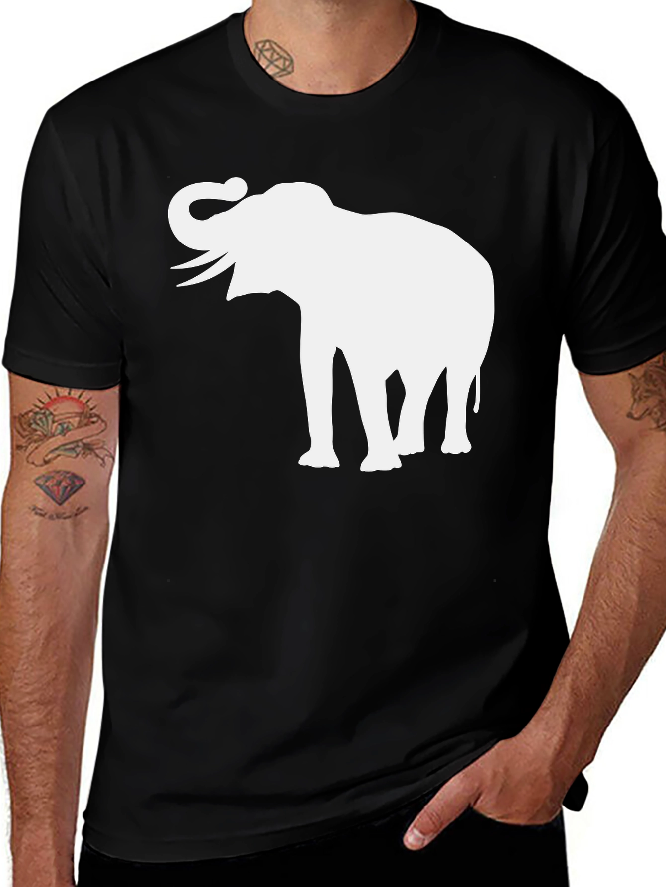 Variant 30 of Elephant Graphic Tee - Classic Black Cotton T-Shirt
