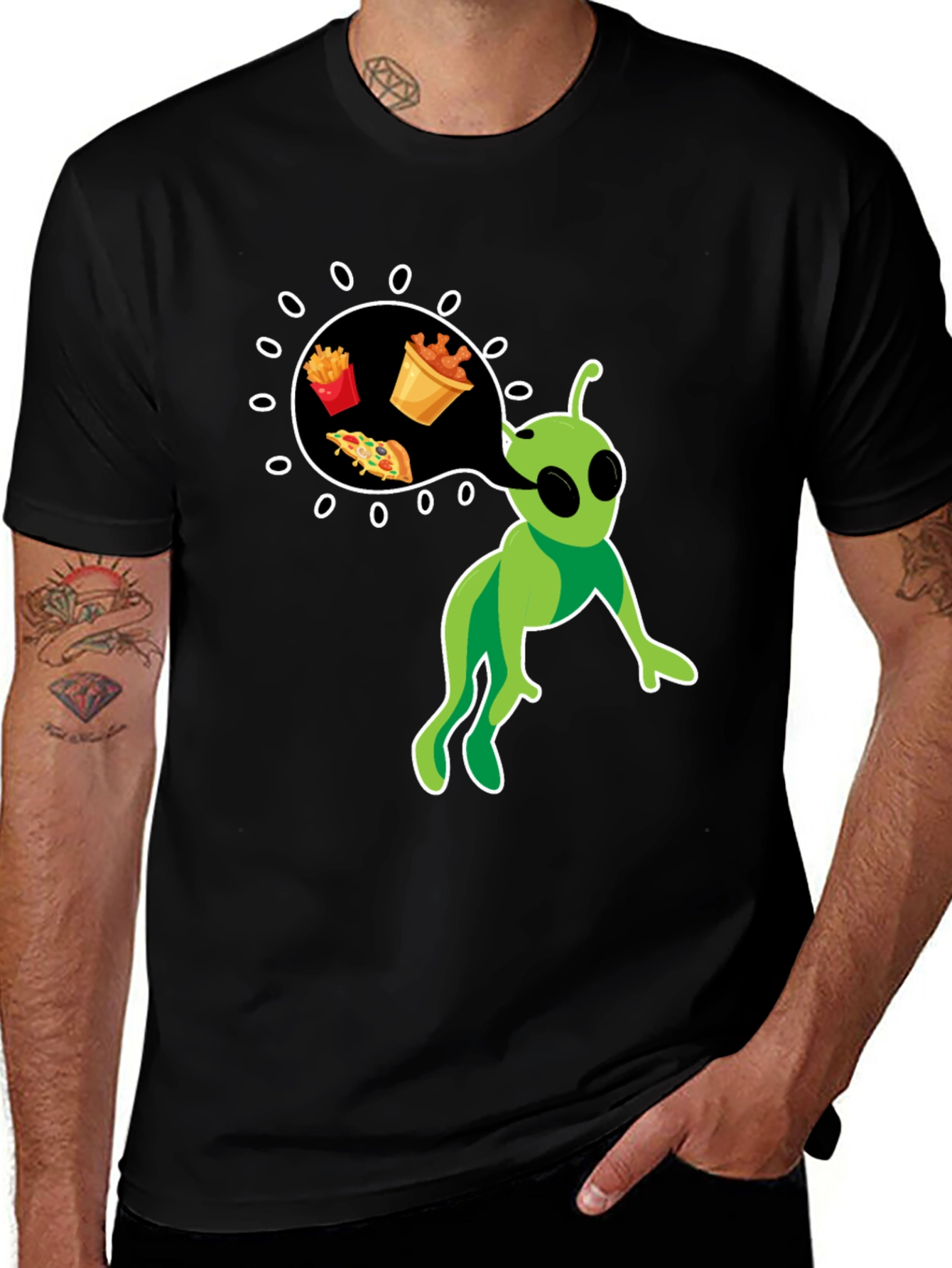 Black Alien Foodie T-Shirt main image