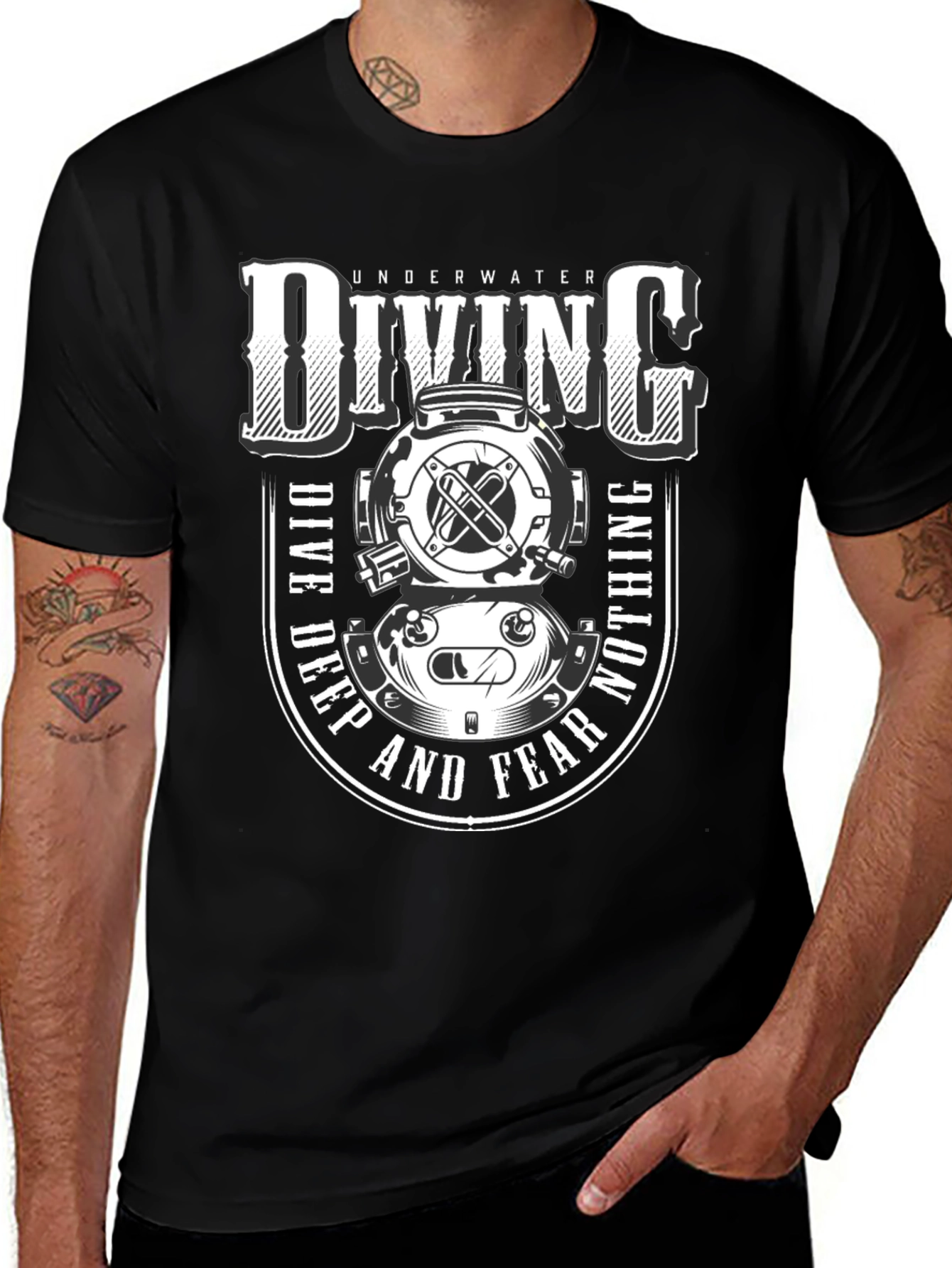 Variant 25 of Underwater Diving T-Shirt - Dive Deep and Fear Nothing
