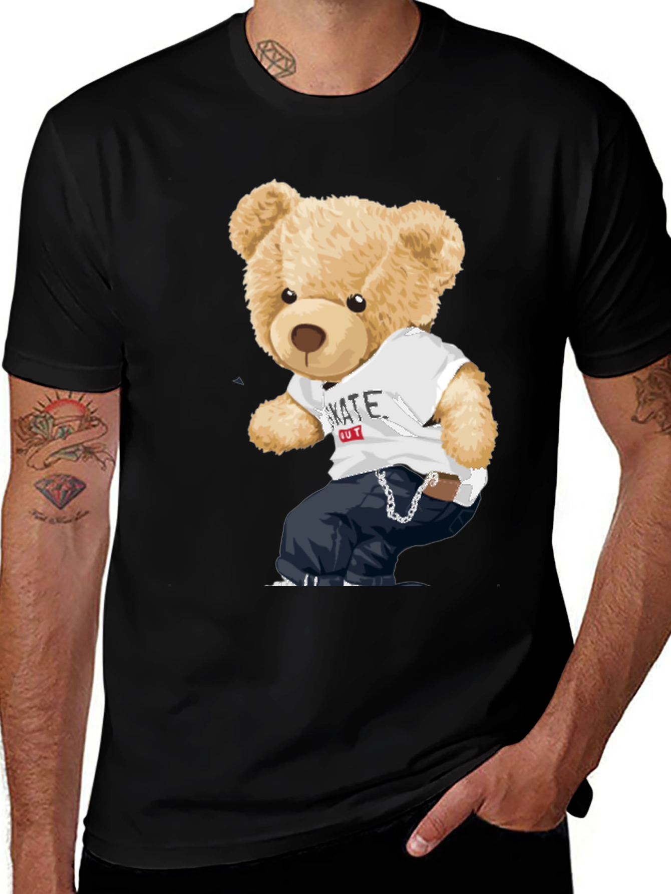 Variant 17 of Cool Bear Graphic Tee - Black Cotton T-Shirt