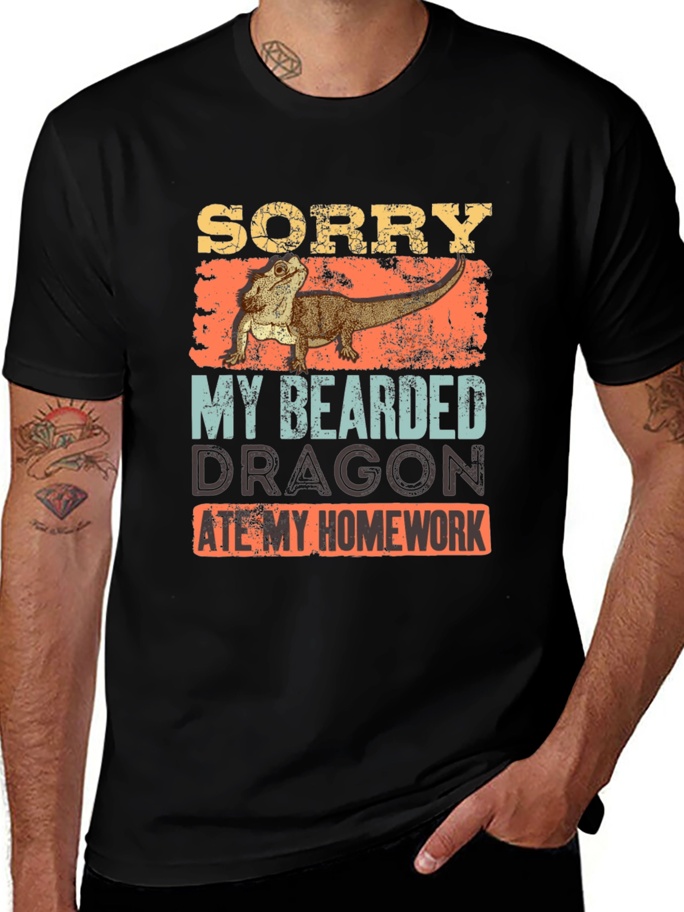 Variant 3 of Sorry My Bearded Dragon Ate My Homework Black T-Shirt