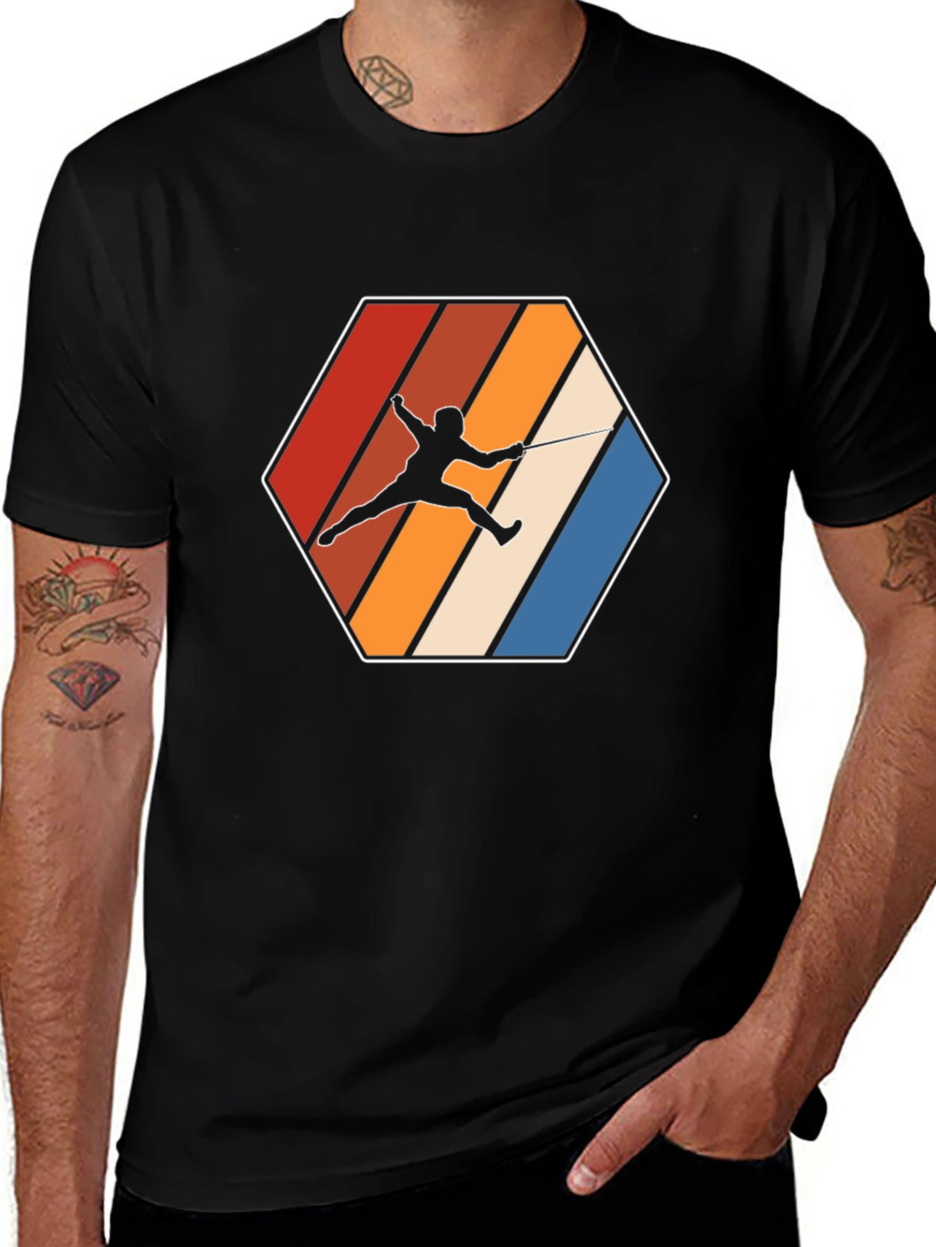 Variant 23 of Fencing Retro Graphic T-Shirt