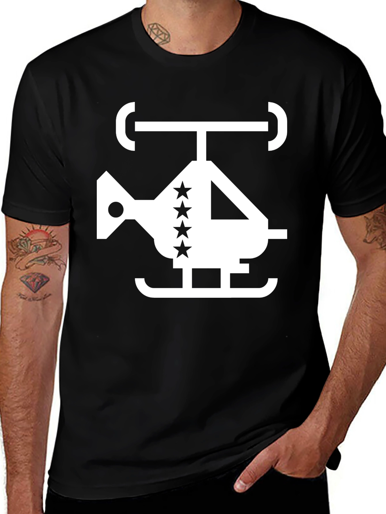 Variant 7 of Helicopter Graphic Tee - Black Cotton Shirt