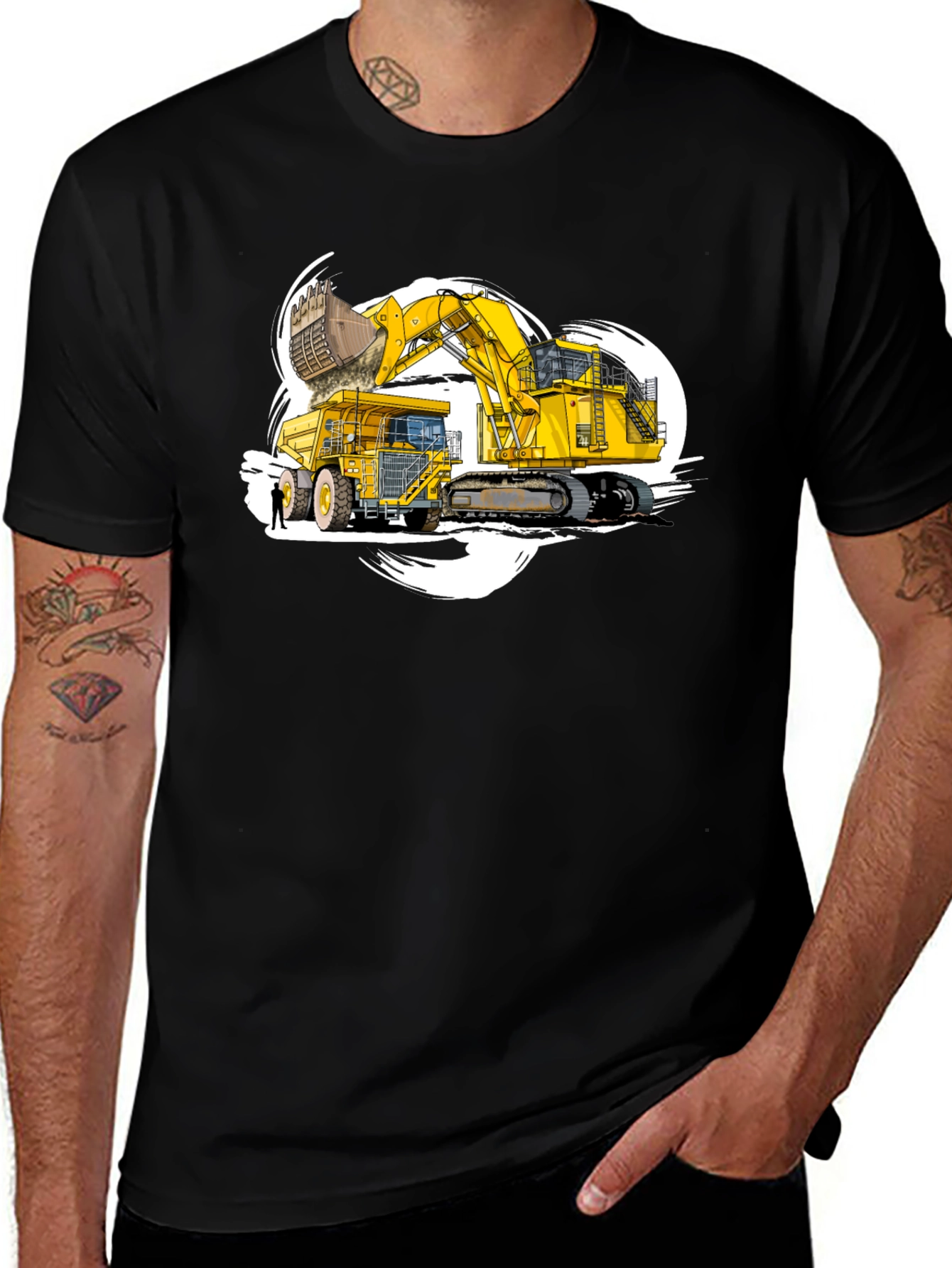 Variant 23 of Excavator and Dump Truck Graphic T-Shirt