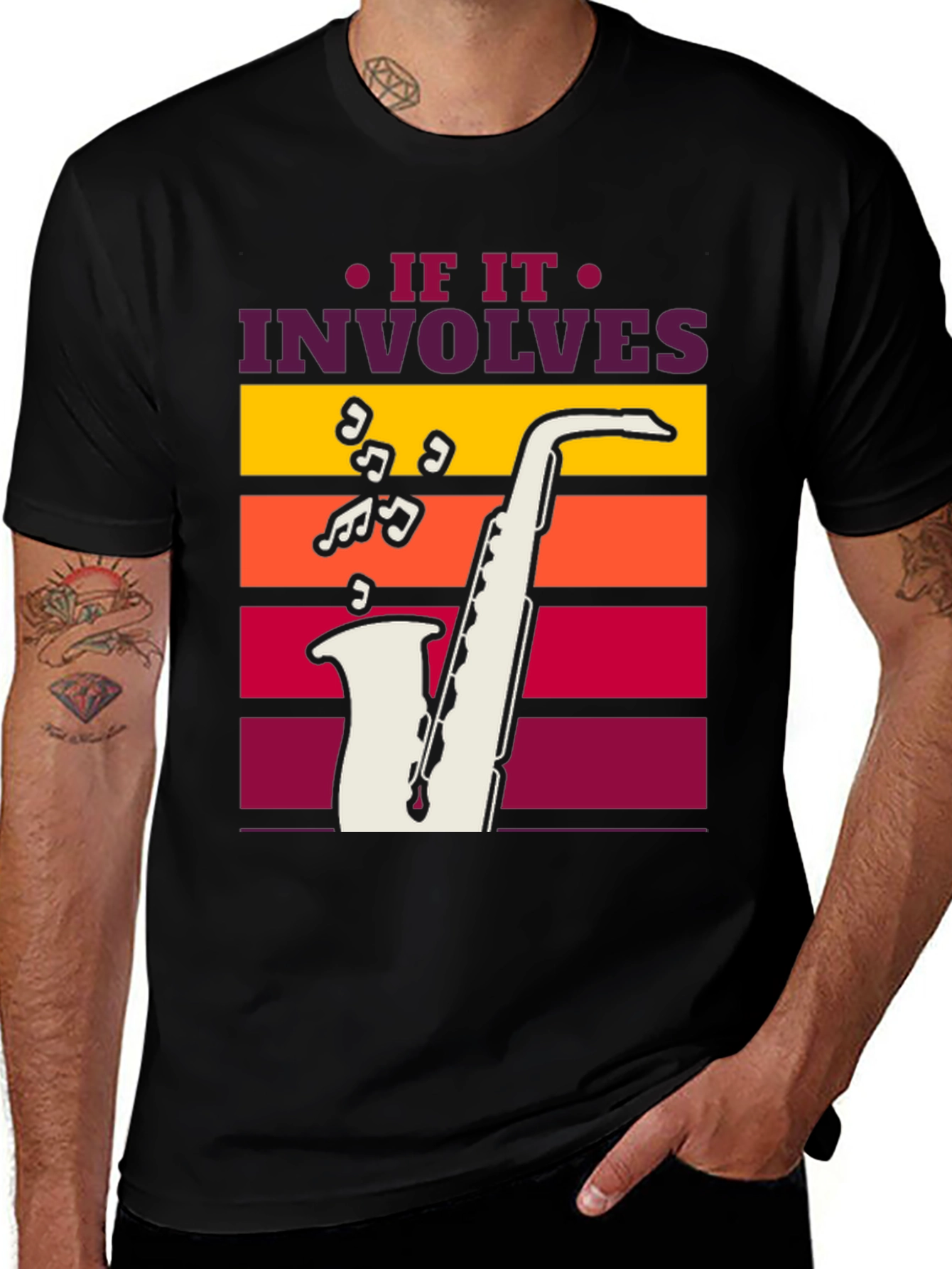 Variant 2 of If It Involves Saxophone Black Graphic Tee