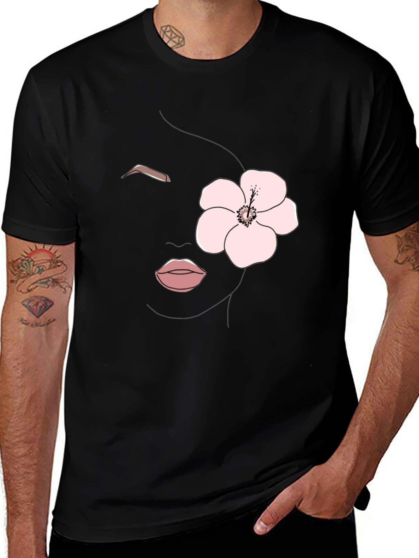 Variant 13 of Floral Face Graphic Tee - Stylish Minimalist T-Shirt