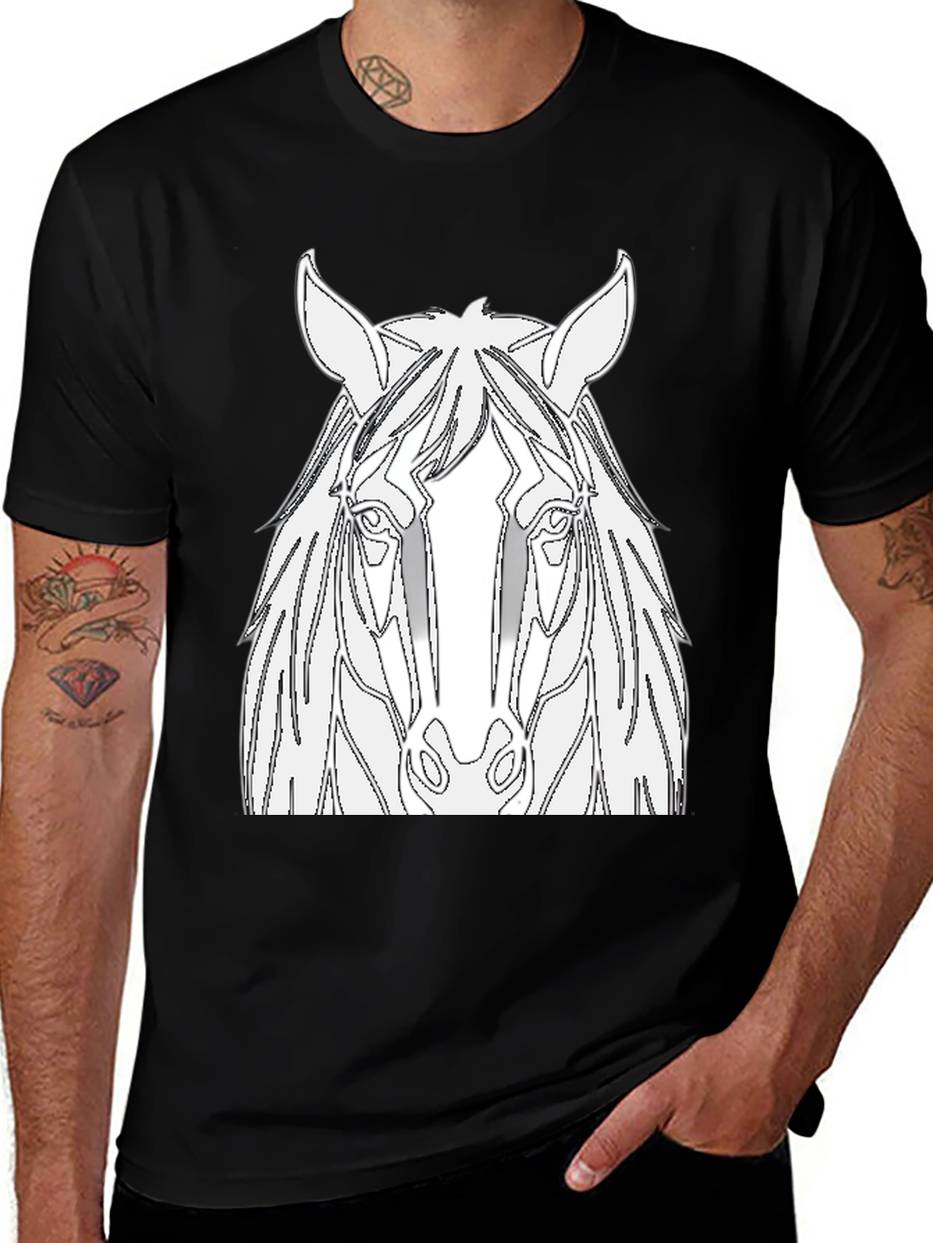 Variant 27 of Horse Outline Graphic T-Shirt - Black