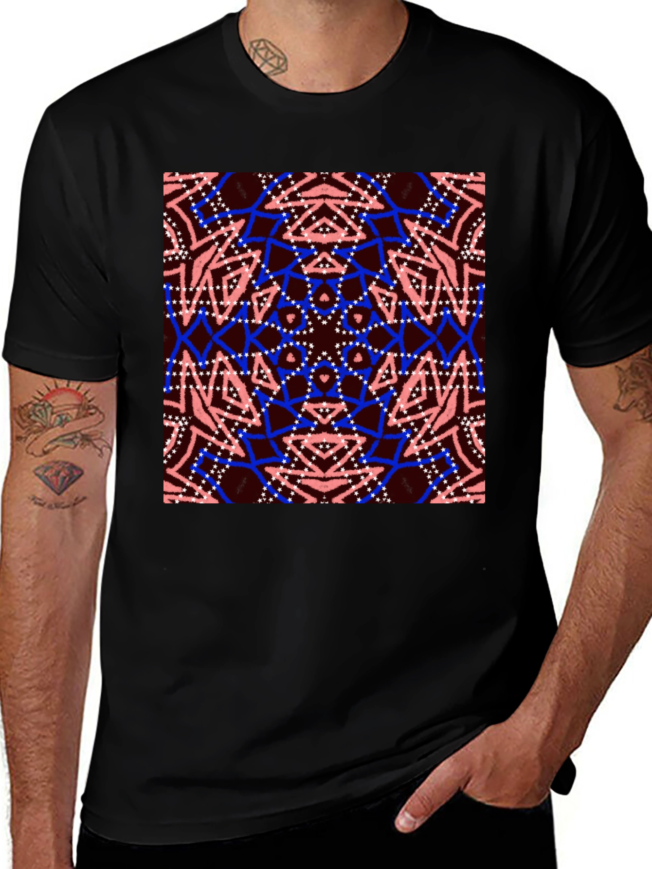 Geometric Print Black T-Shirt