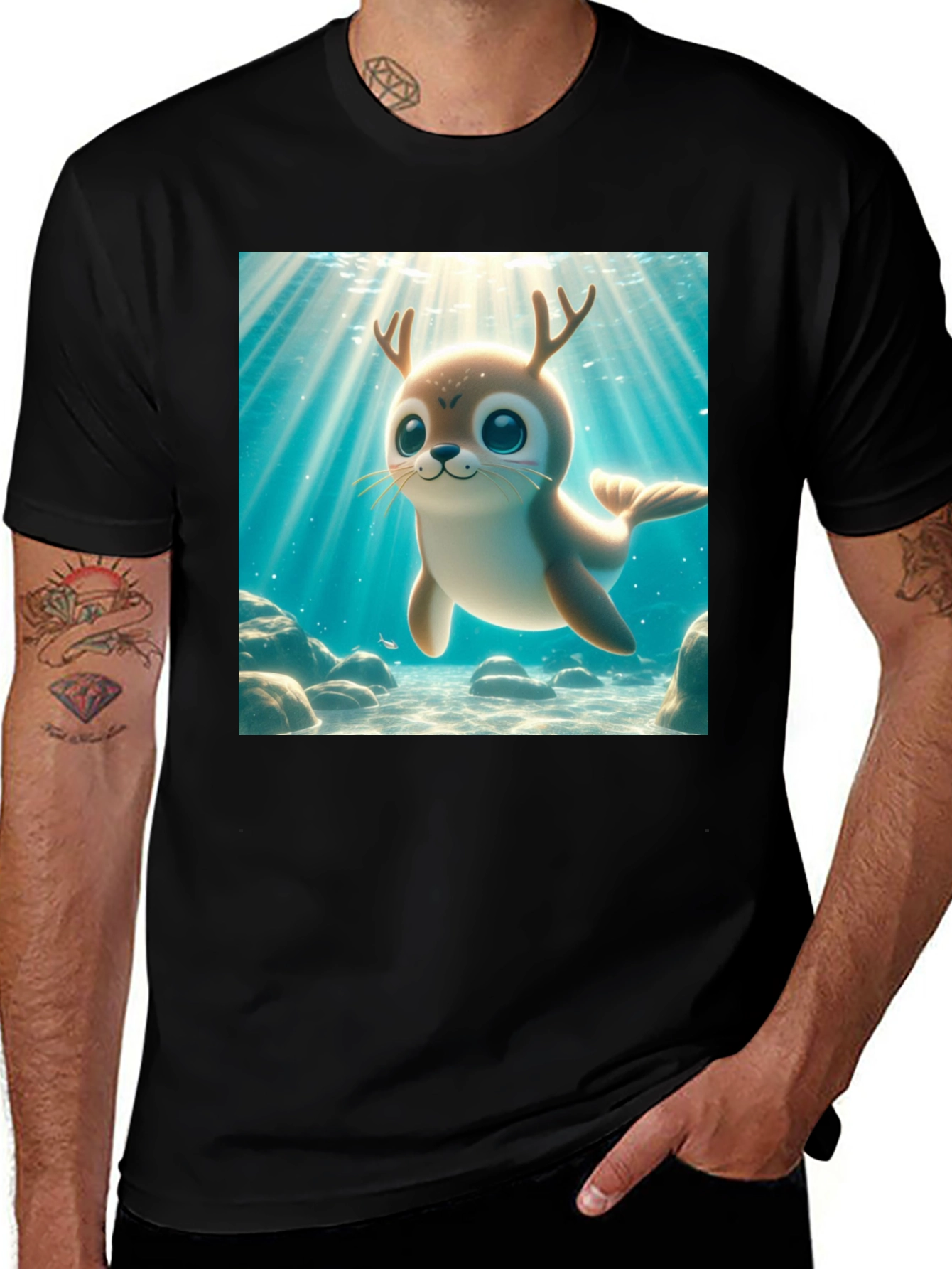 Variant 27 of Cute Antlered Seal T-Shirt