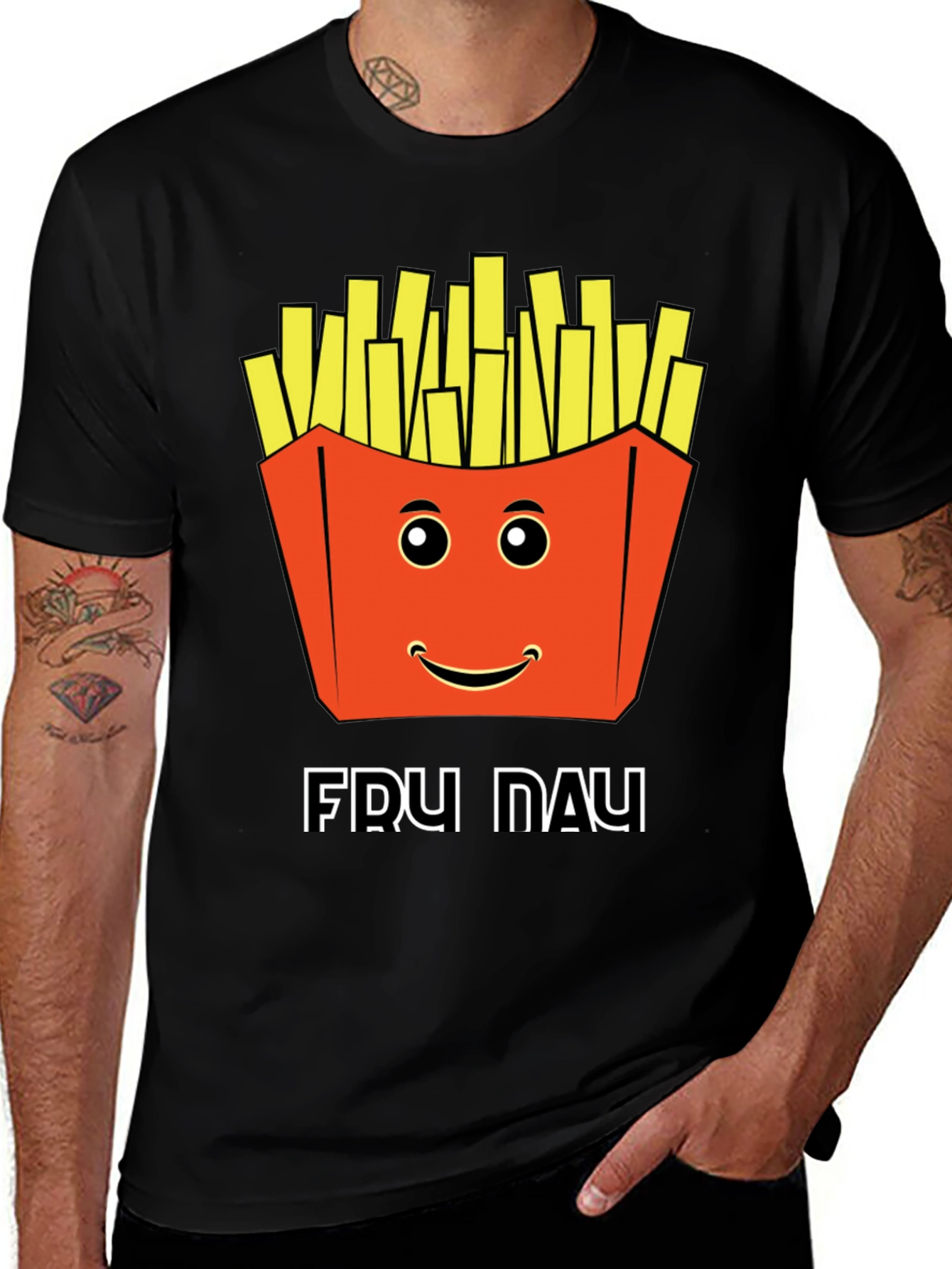 Variant 16 of Funny Fry Day Graphic Tee - Black