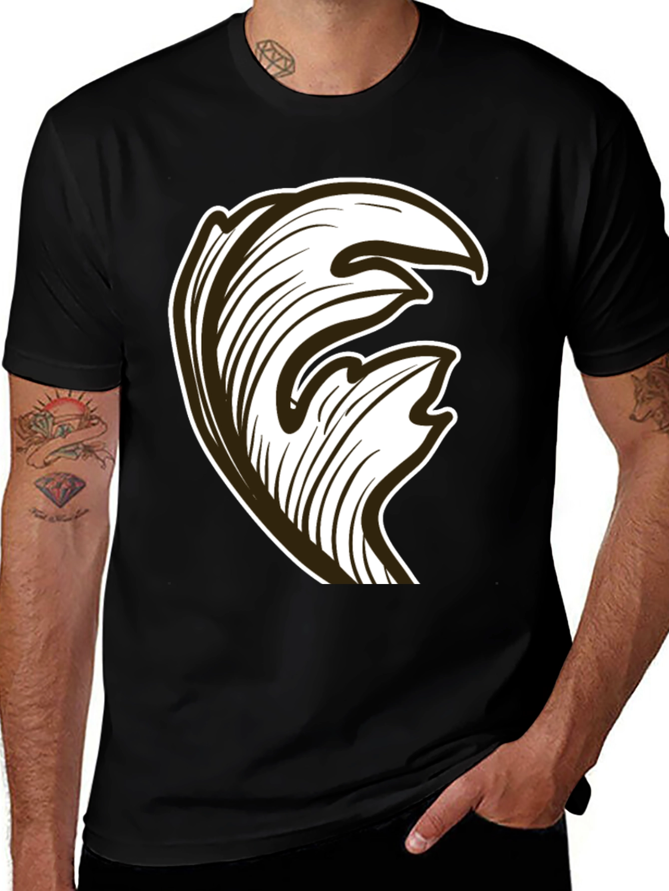 Variant 28 of Abstract Graphic Print Black T-Shirt