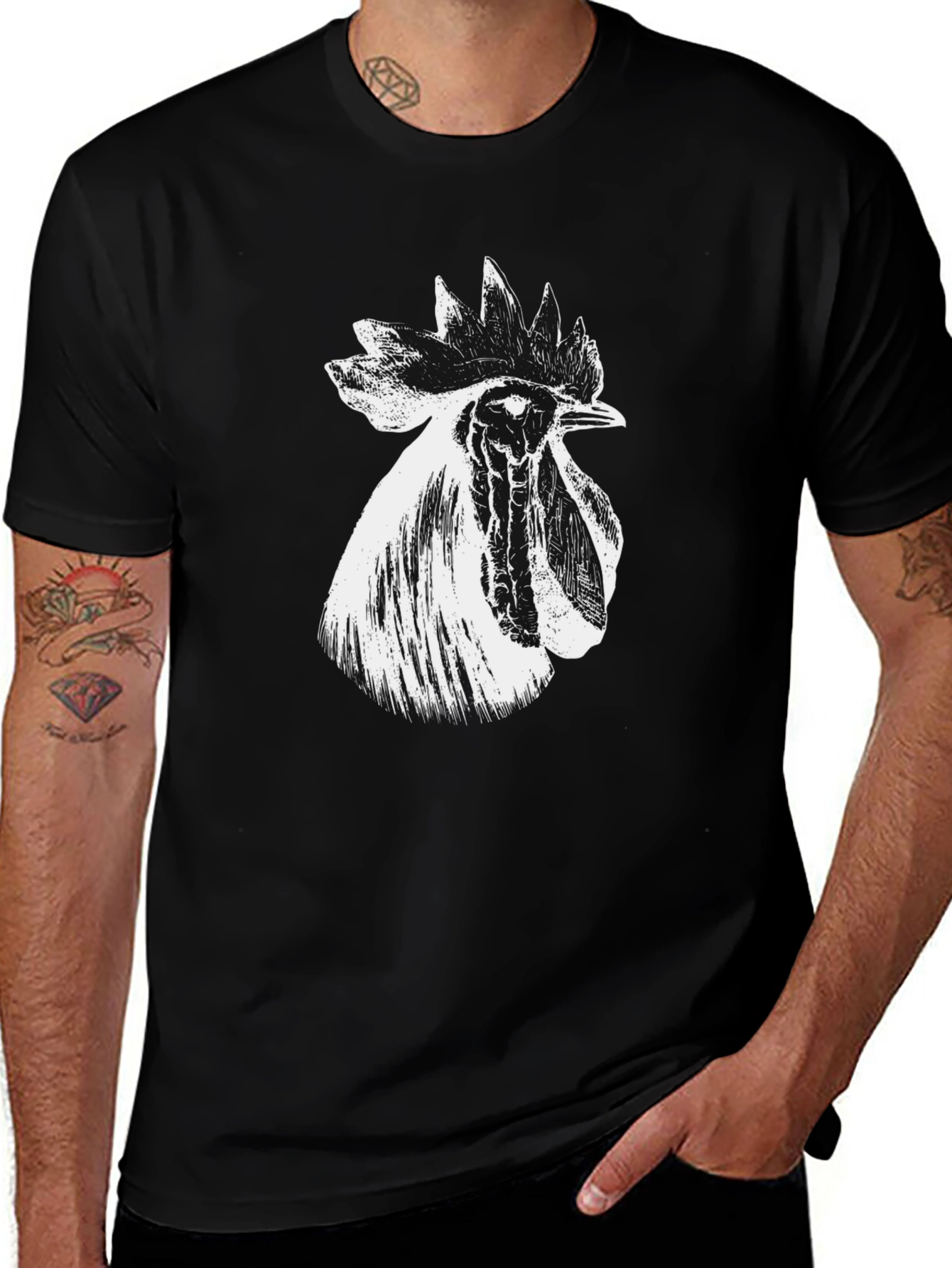 Variant 11 of Rooster Graphic Black T-Shirt - Bold Farm Style
