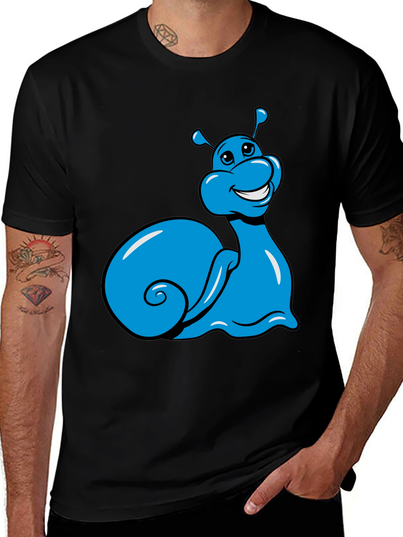 Variant 20 of Blue Snail Graphic Tee - Black Casual T-Shirt