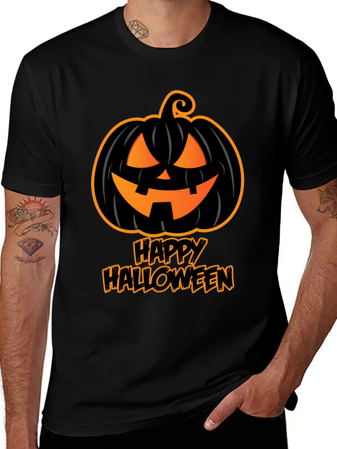 Black Happy Halloween Pumpkin T-Shirt main image