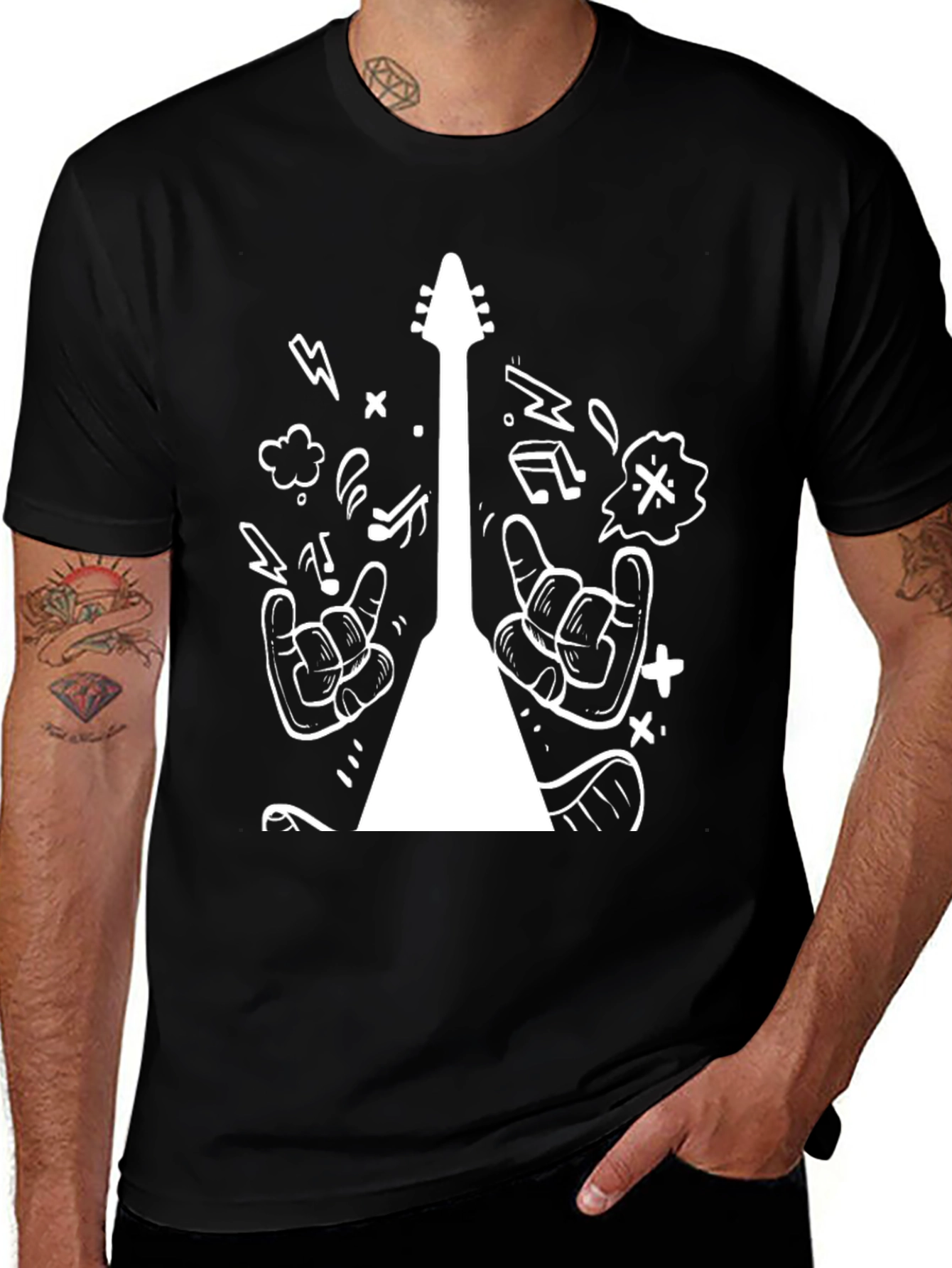 Variant 12 of Rock On Graphic Tee - Black Cotton T-Shirt