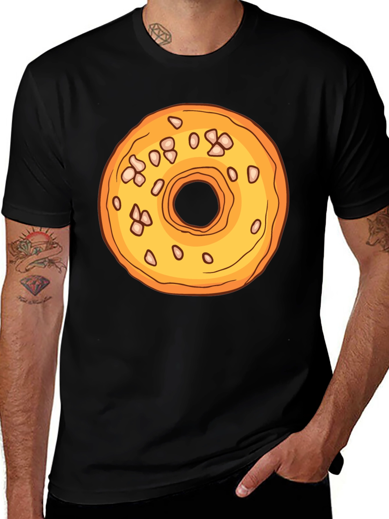 Variant 25 of Donut Graphic T-Shirt - Black Cotton Casual Tee