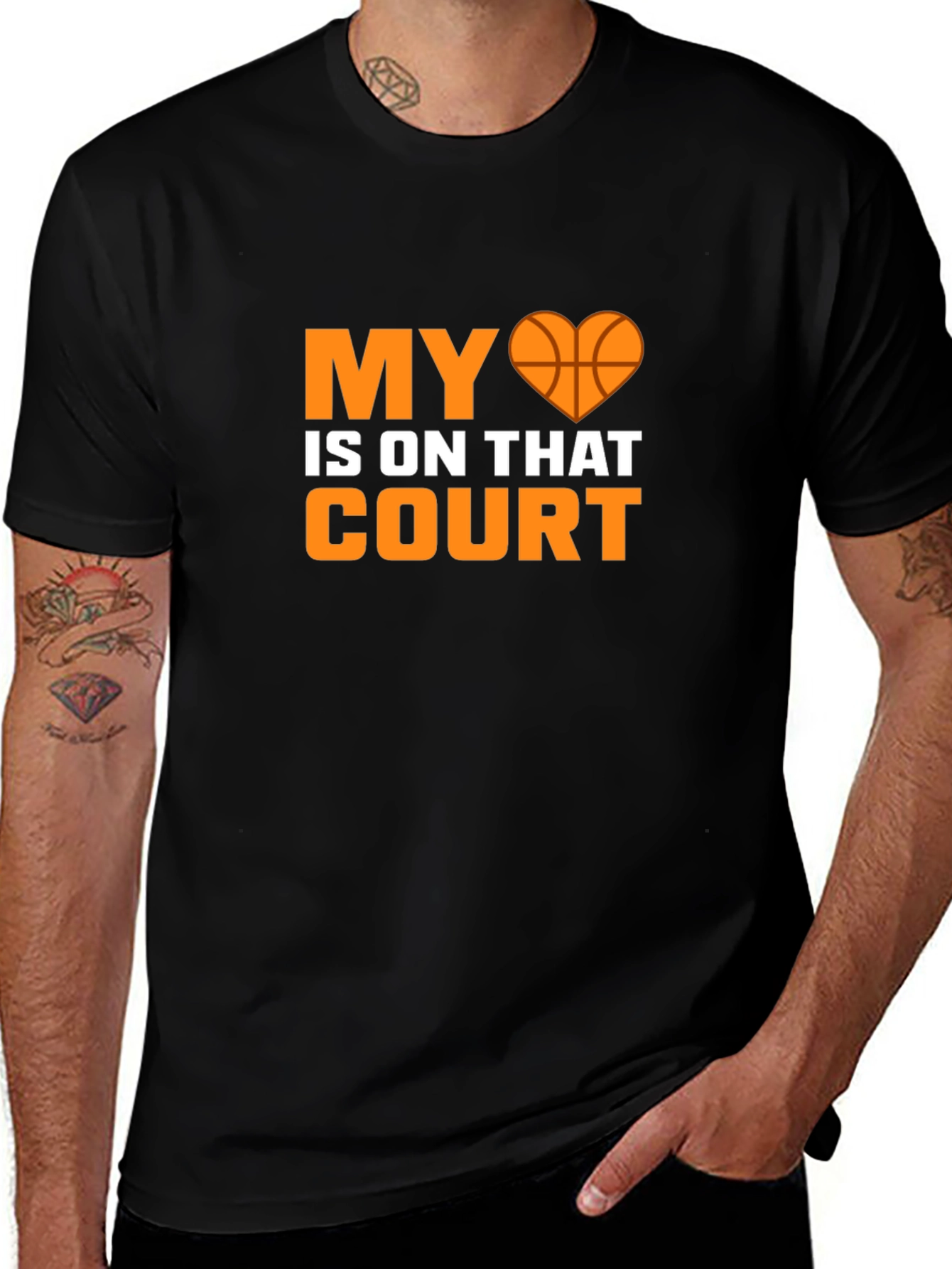 Variant 24 of Basketball Heart Court Graphic Tee