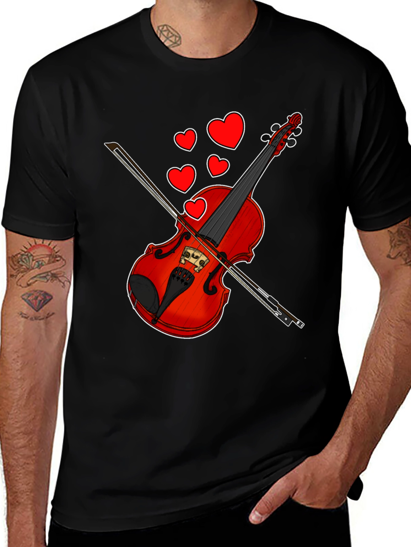 Variant 2 of Violin Heartbeat T-Shirt - Music Lover Tee