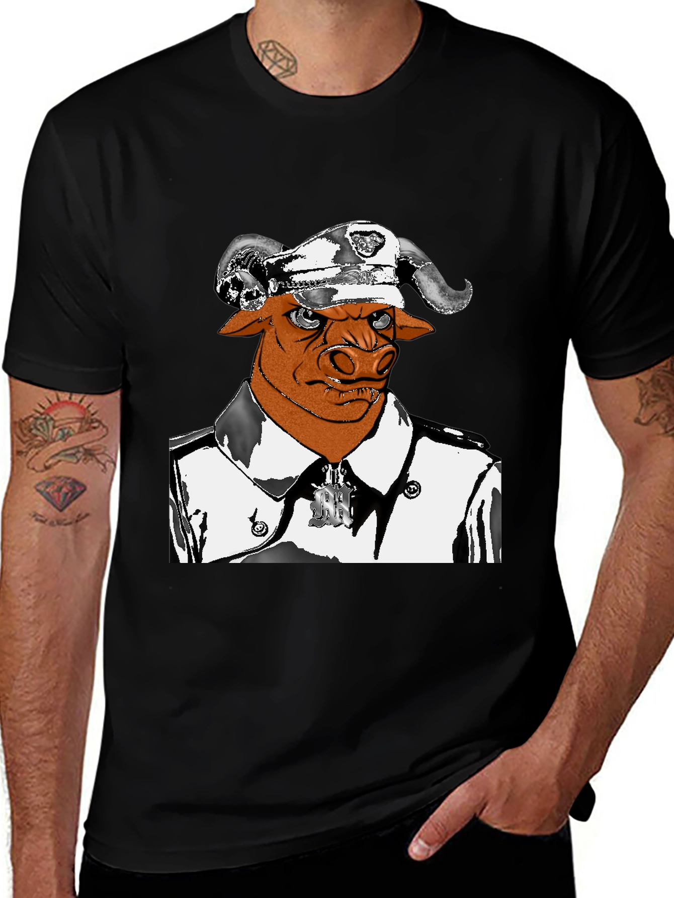Variant 18 of Bull Officer Graphic Tee - Unique Design!