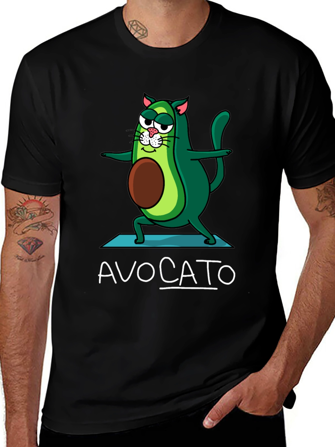 Variant 3 of Avocato T-Shirt: Avocado Cat Yoga Tee