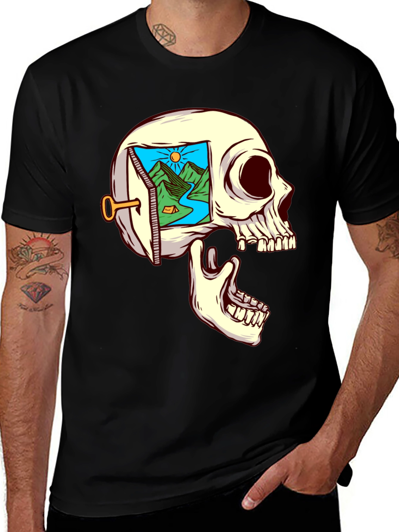 Variant 6 of Skull Mindscape T-Shirt - Dreamy Graphic Tee