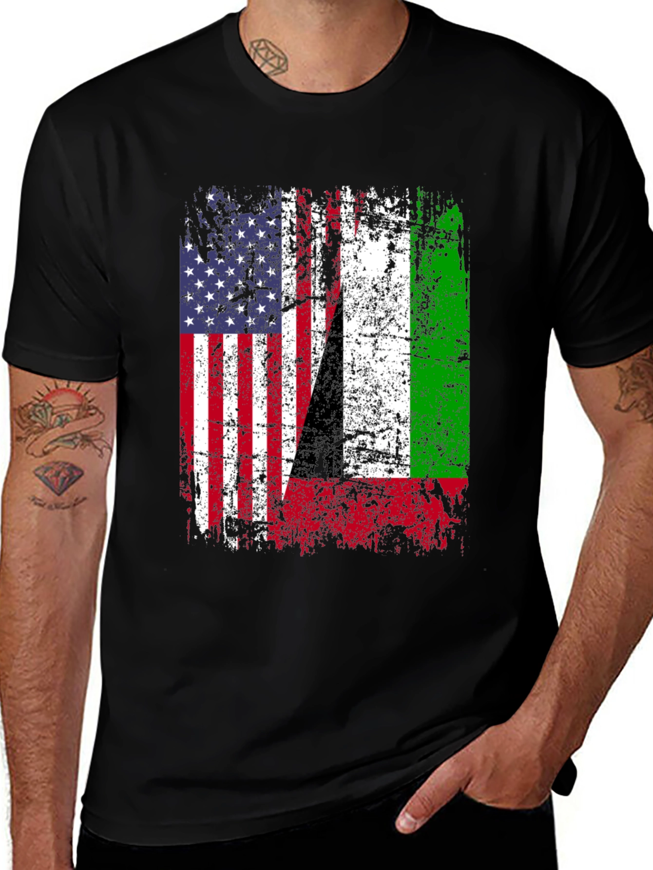 USA Italy Heritage Flag Graphic T-Shirt