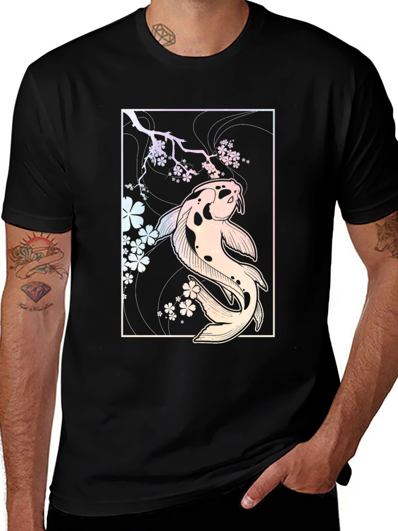 Variant 19 of Koi Fish Cherry Blossom Graphic Tee