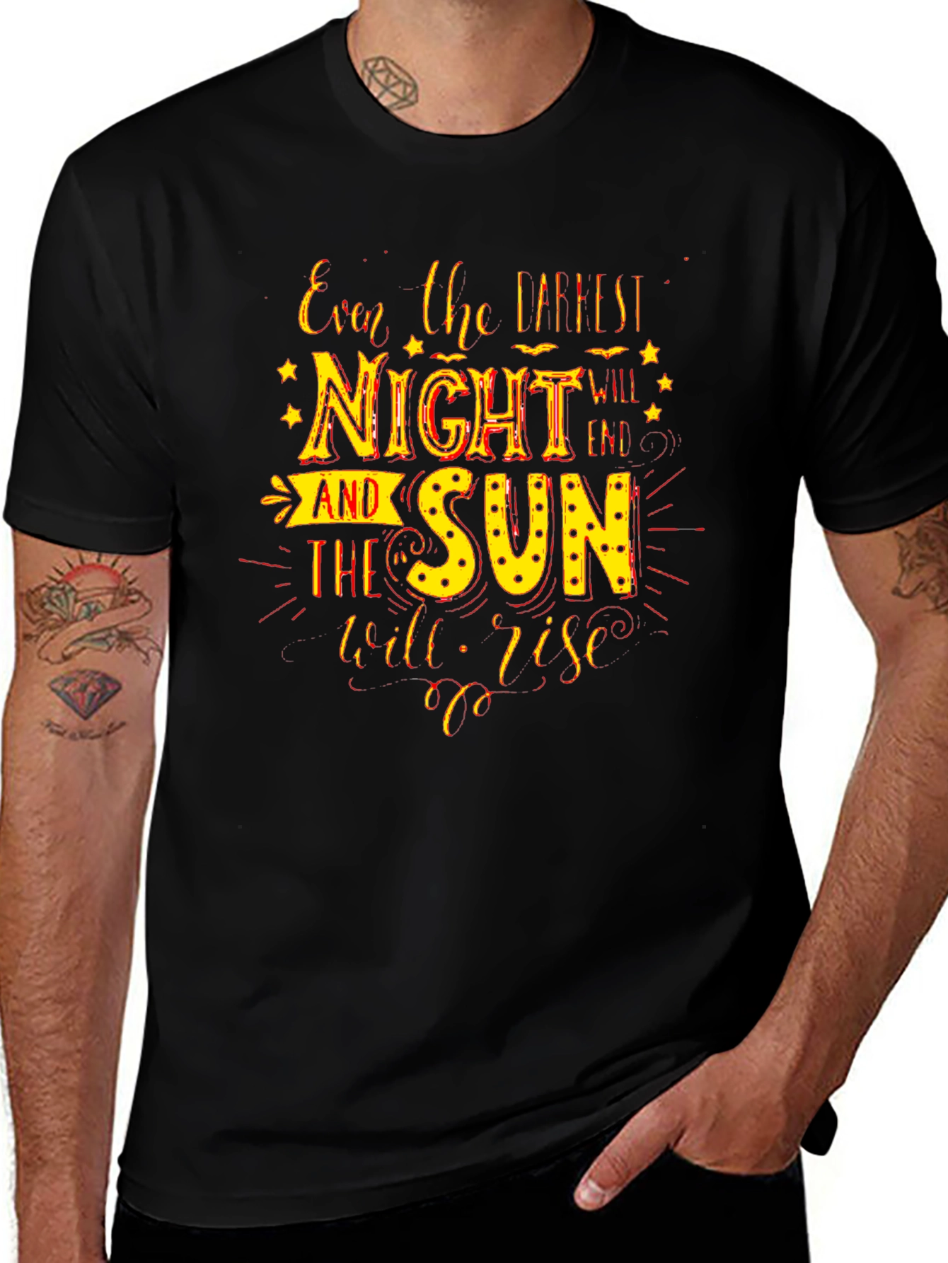 Variant 4 of Inspirational Quote T-Shirt - Darkest Night, Bright Sun