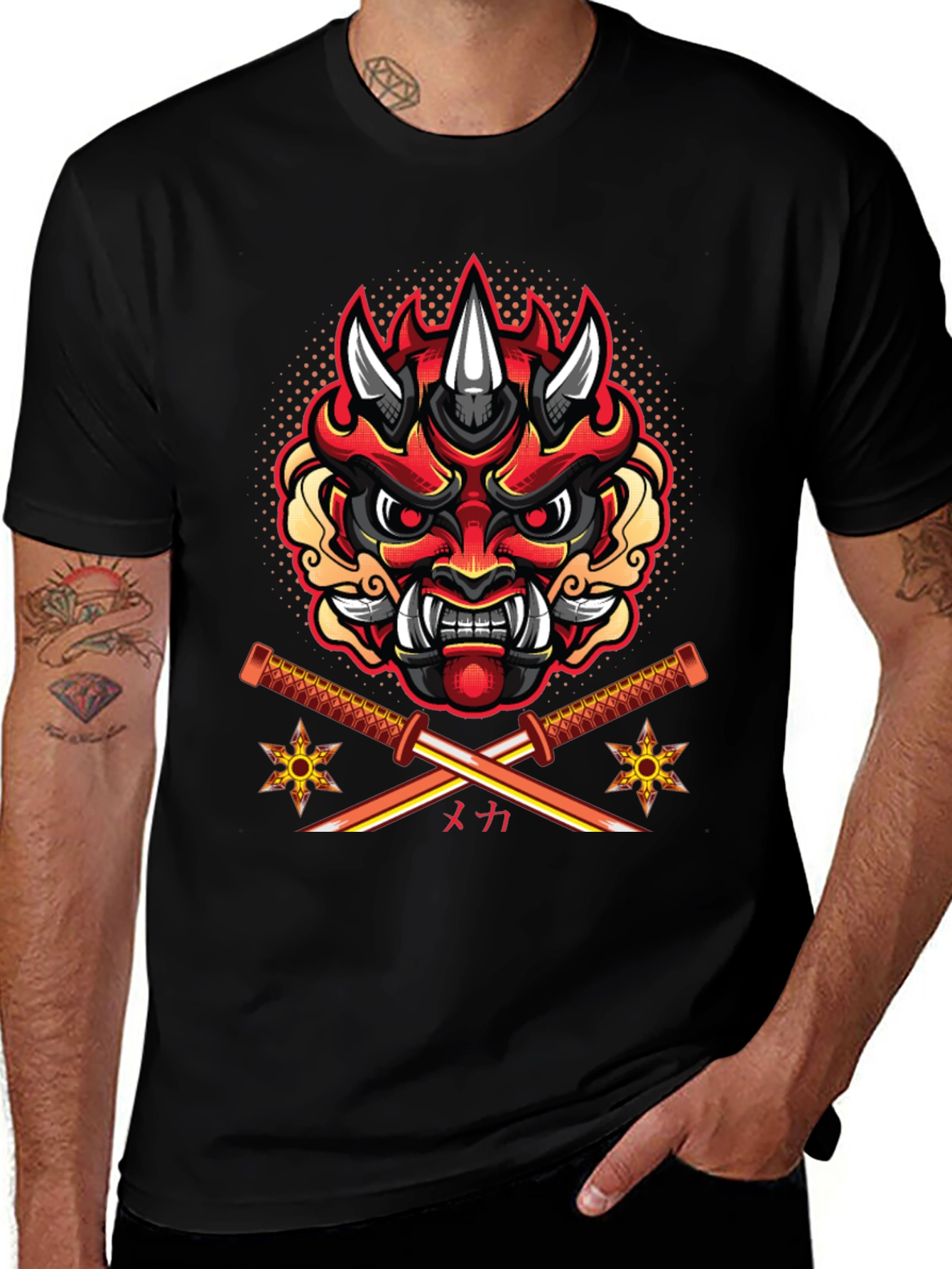 Variant 4 of Samurai Demon Mask Graphic T-Shirt