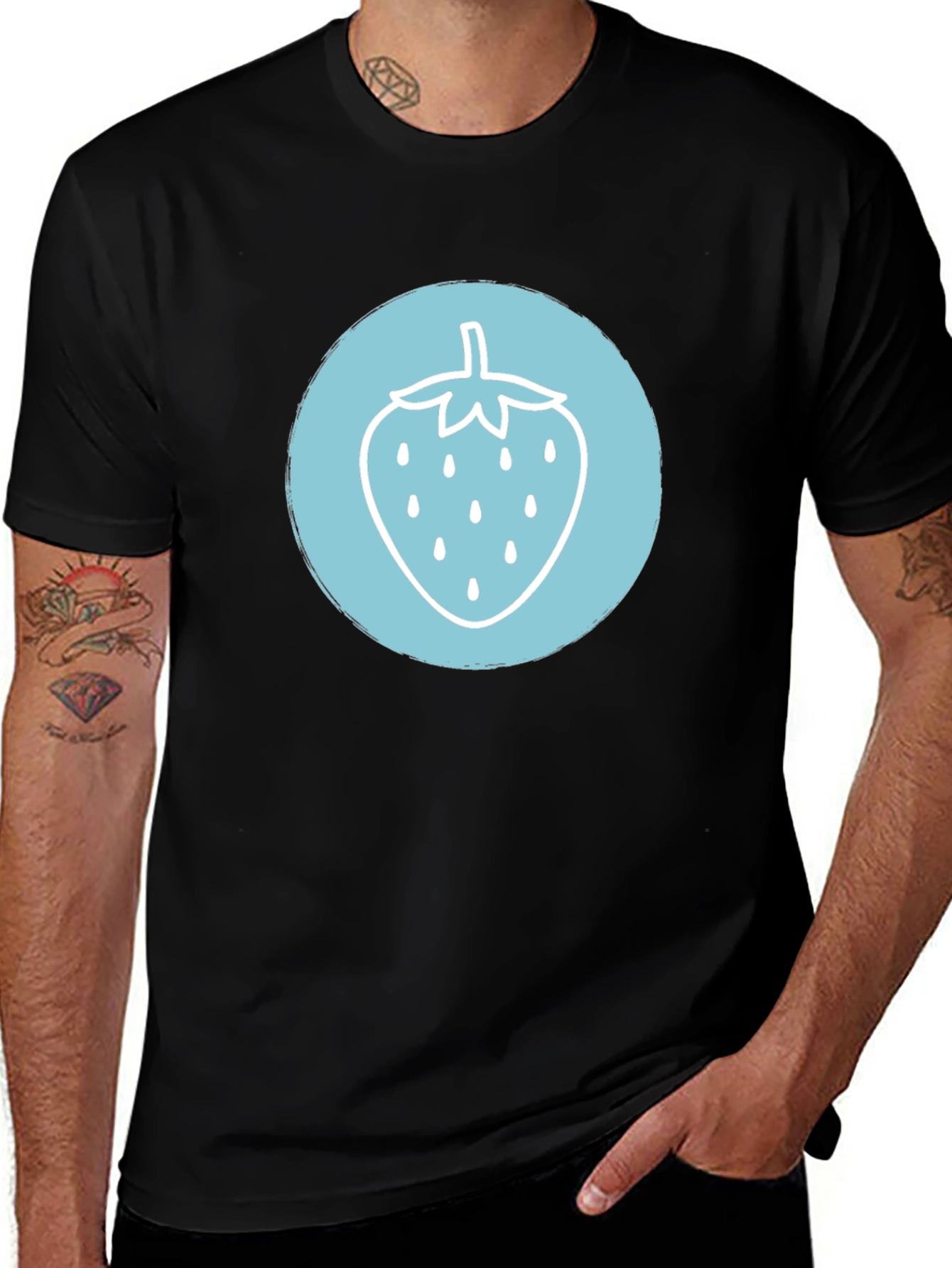 Variant 28 of Strawberry Graphic T-Shirt - Casual Black Tee