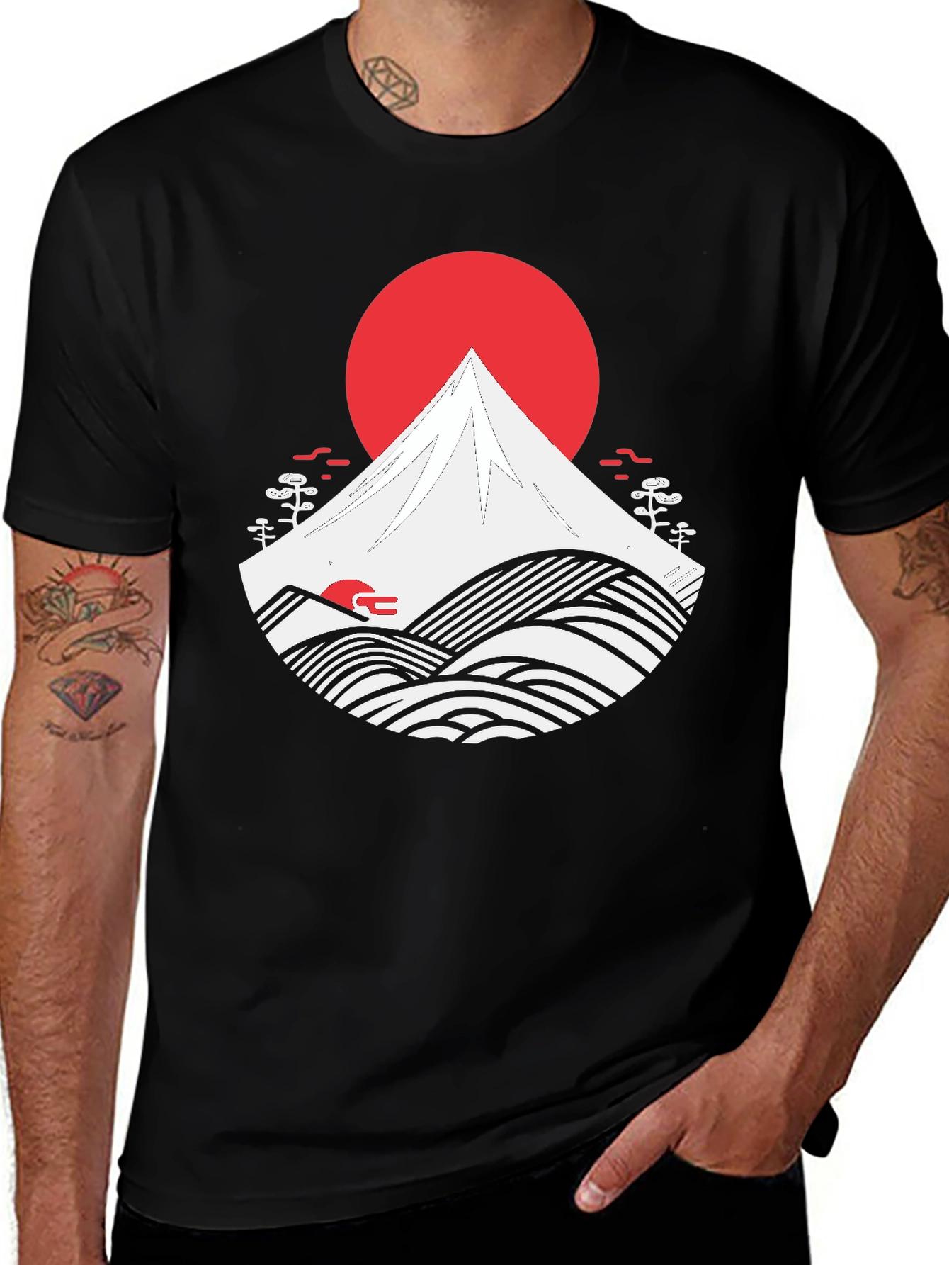 Variant 30 of Mountain & Sun Graphic Tee - Black