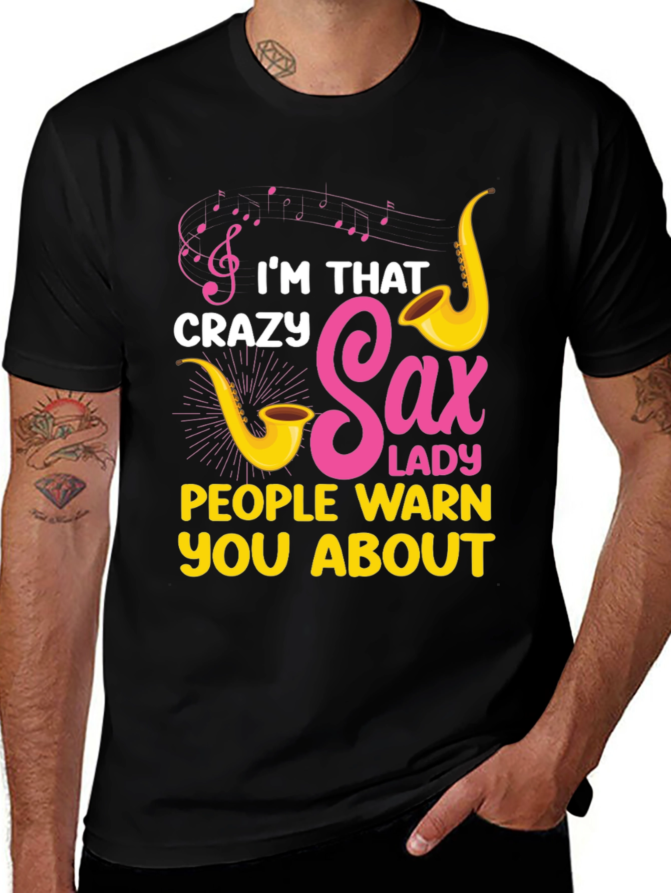 Variant 18 of Crazy Sax Lady T-Shirt: Funny Musician Tee