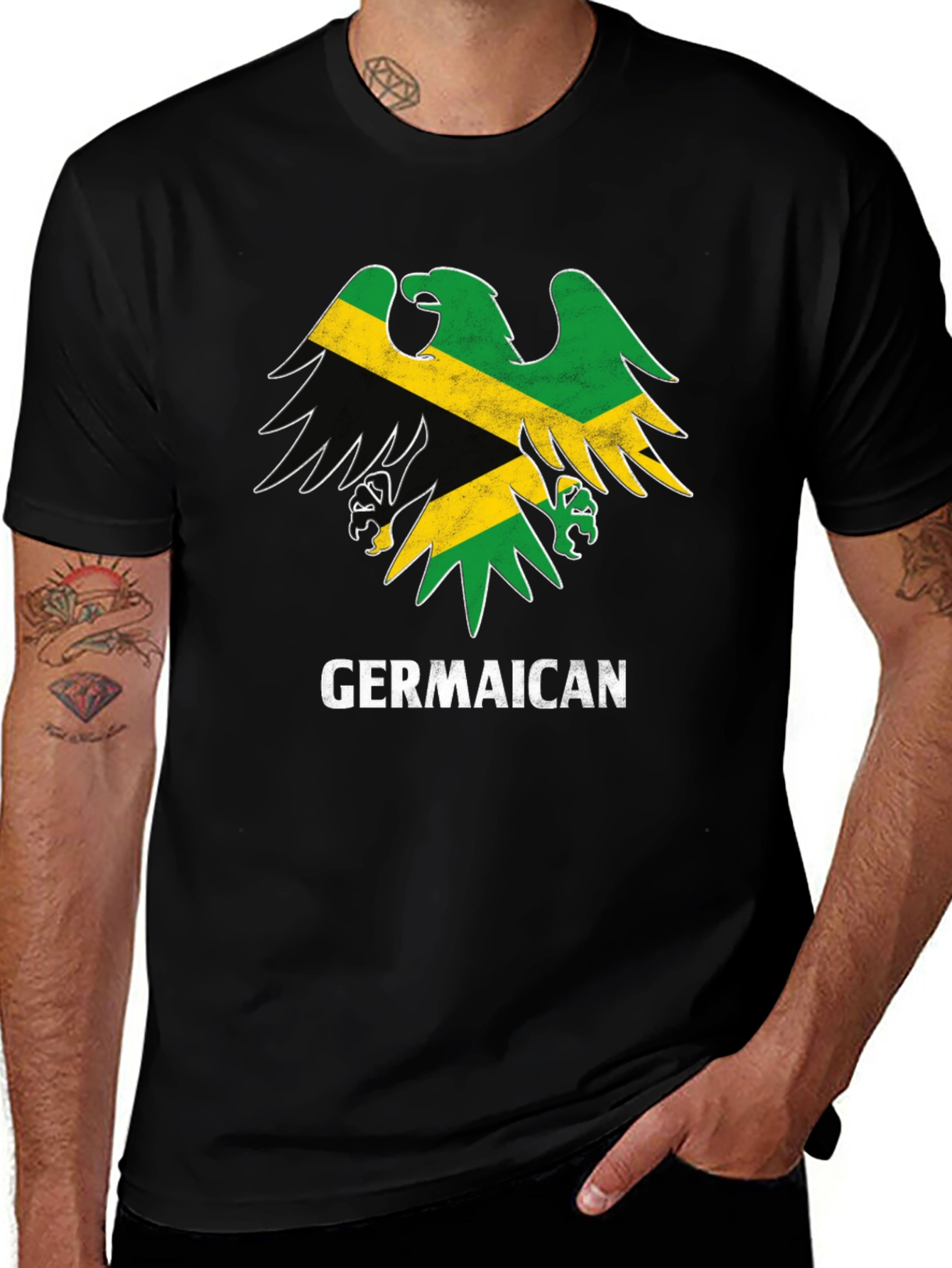 Germaican T-Shirt Germany Jamaica Flag Eagle Funny Tee