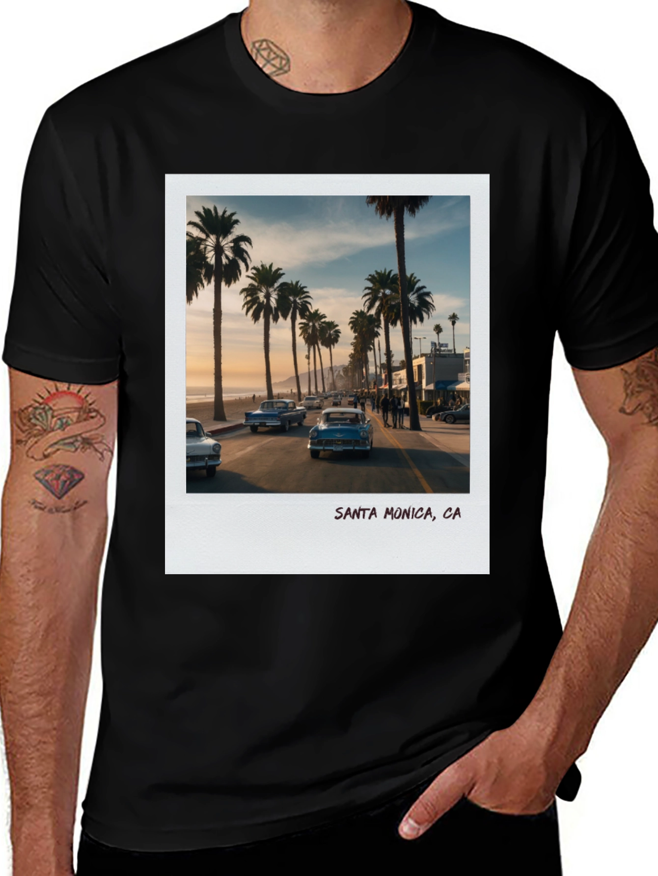Variant 2 of Santa Monica CA Palm Tree Graphic T-Shirt