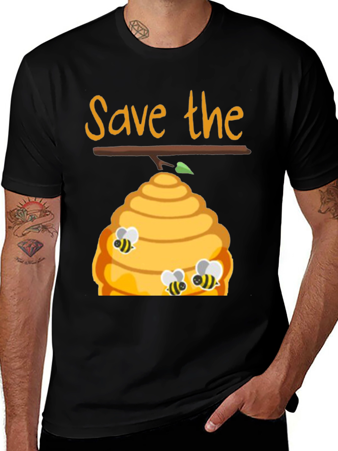 Variant 9 of Save The Bees Graphic Tee - Black Unisex T-Shirt