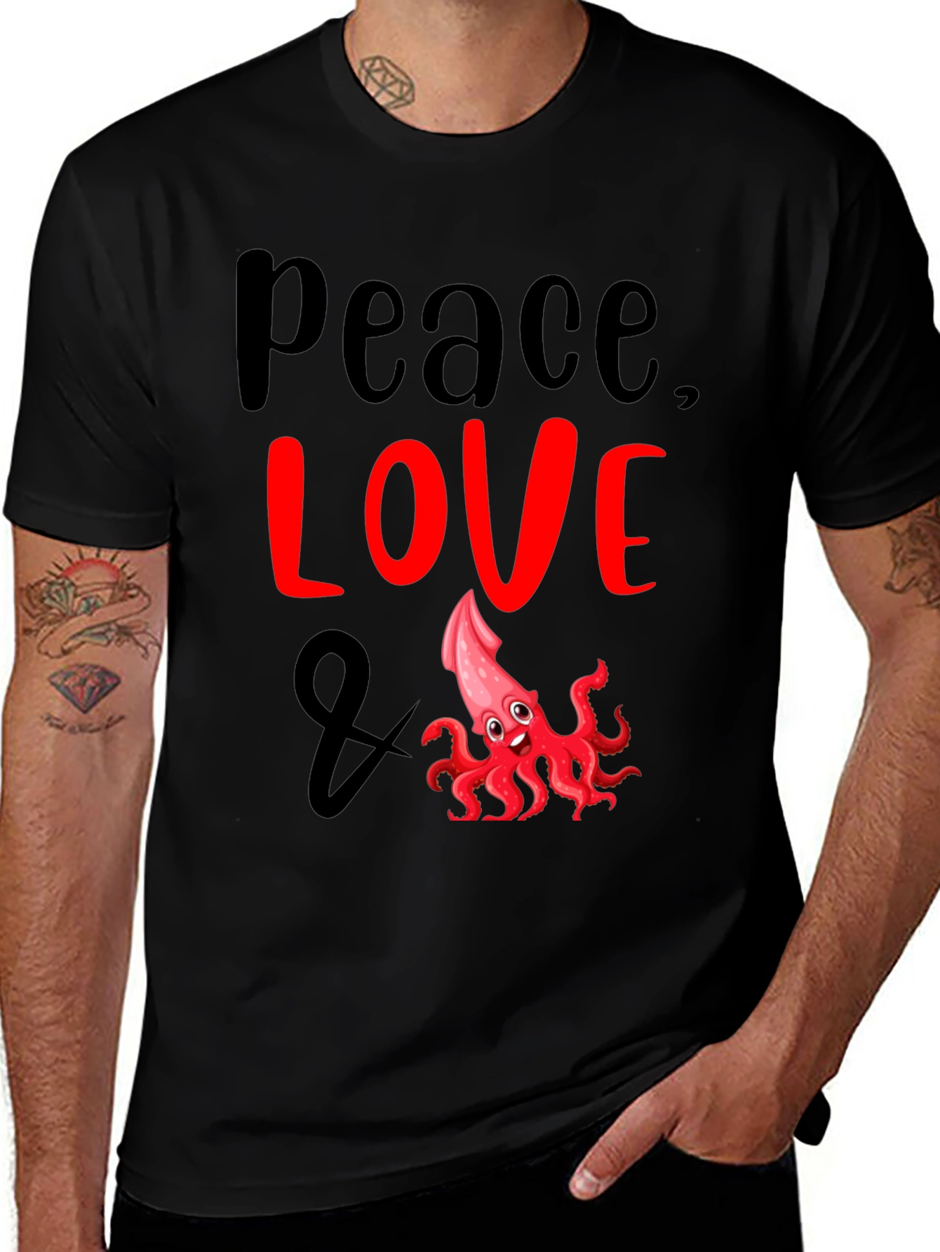 Variant 17 of Peace Love and Squid T-Shirt