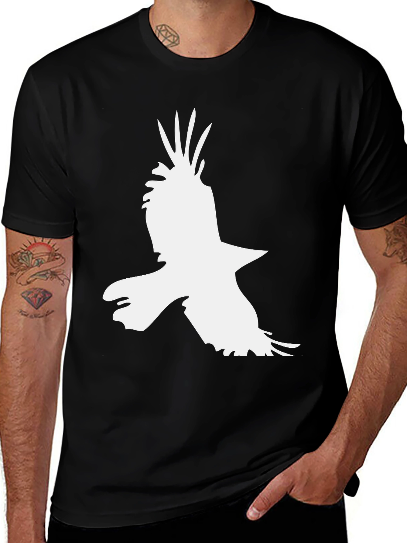Variant 30 of Raven Silhouette Black T-Shirt - Bold Graphic Tee