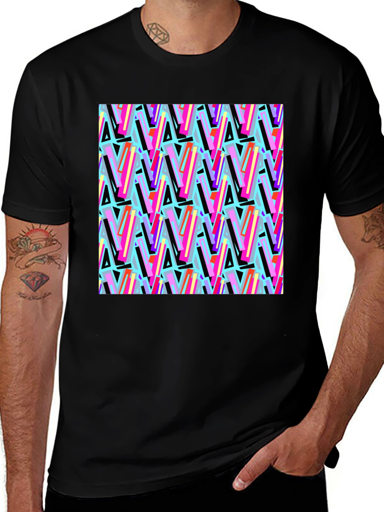 Variant 20 of Retro Pattern Black T-Shirt