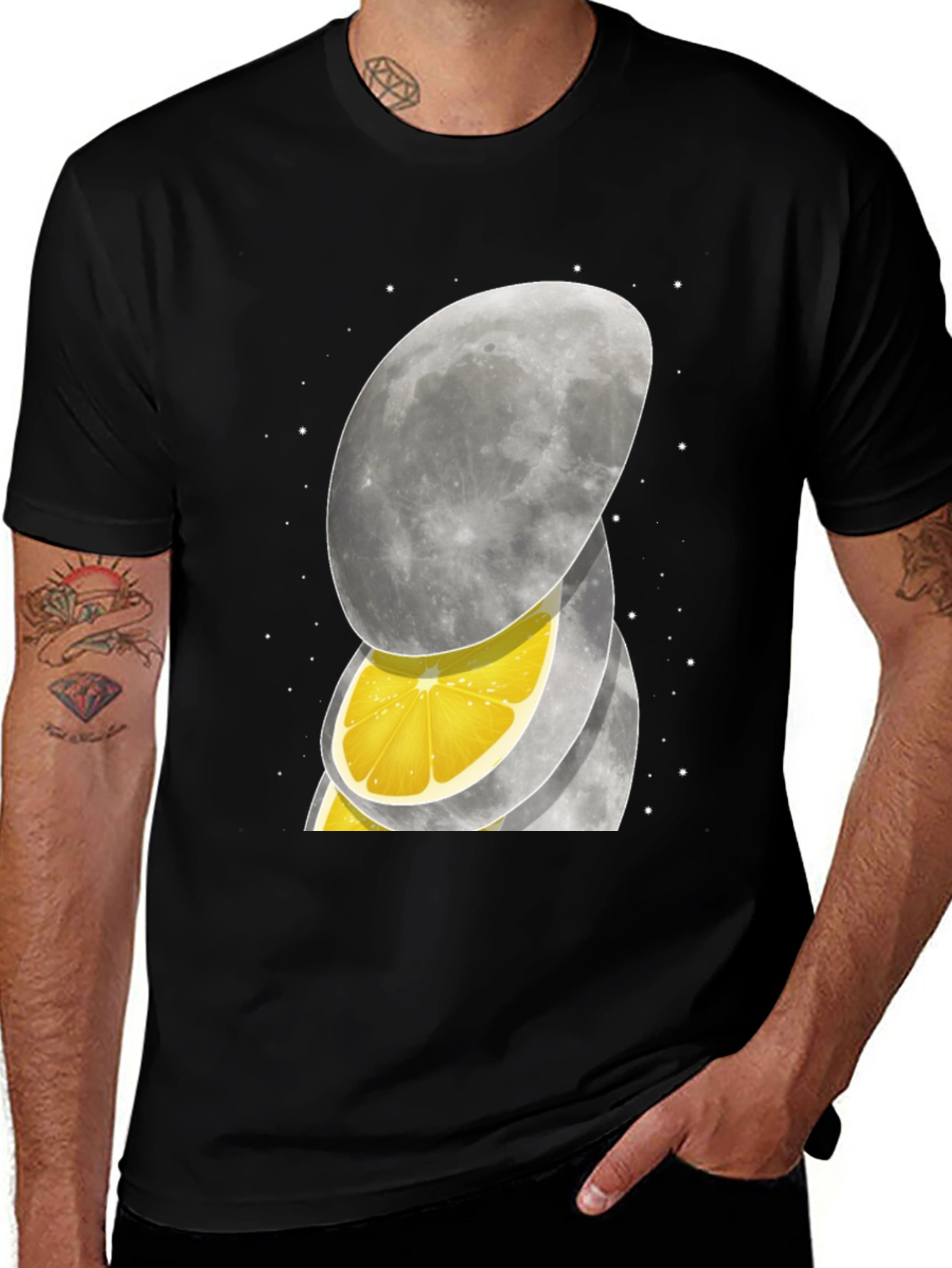 Black Lemon Moon Graphic Tee - Unique Design! main image