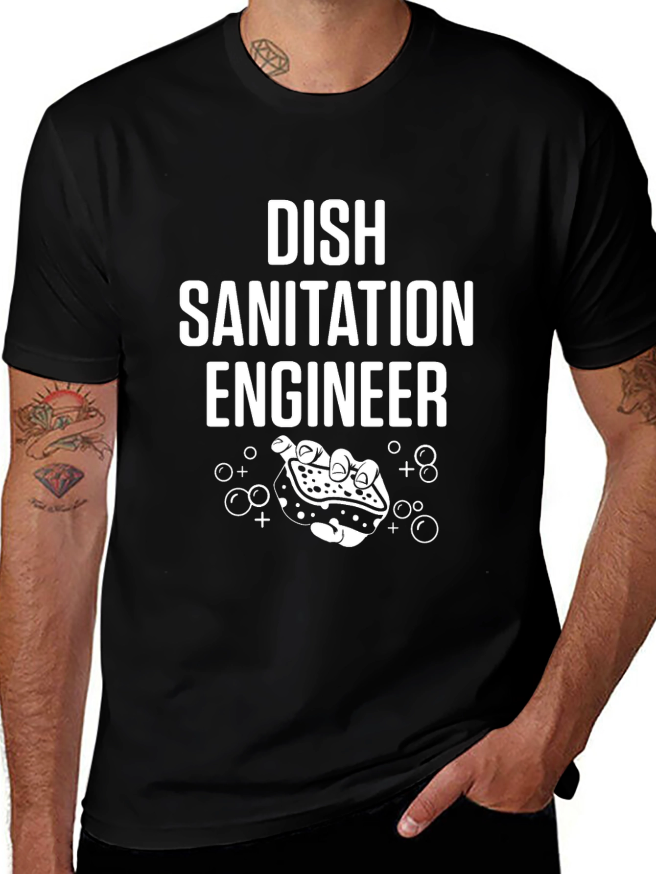 Black Dish Sanitation Engineer Graphic T-Shirt main image