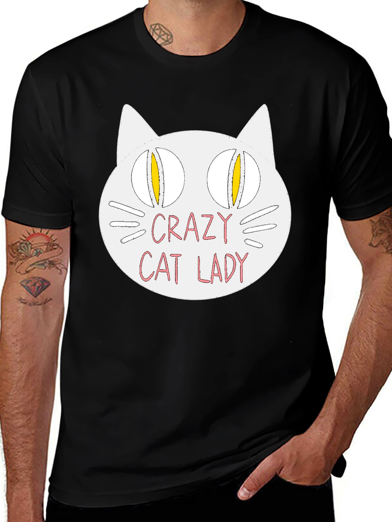 Variant 13 of Crazy Cat Lady Graphic T-Shirt - Black