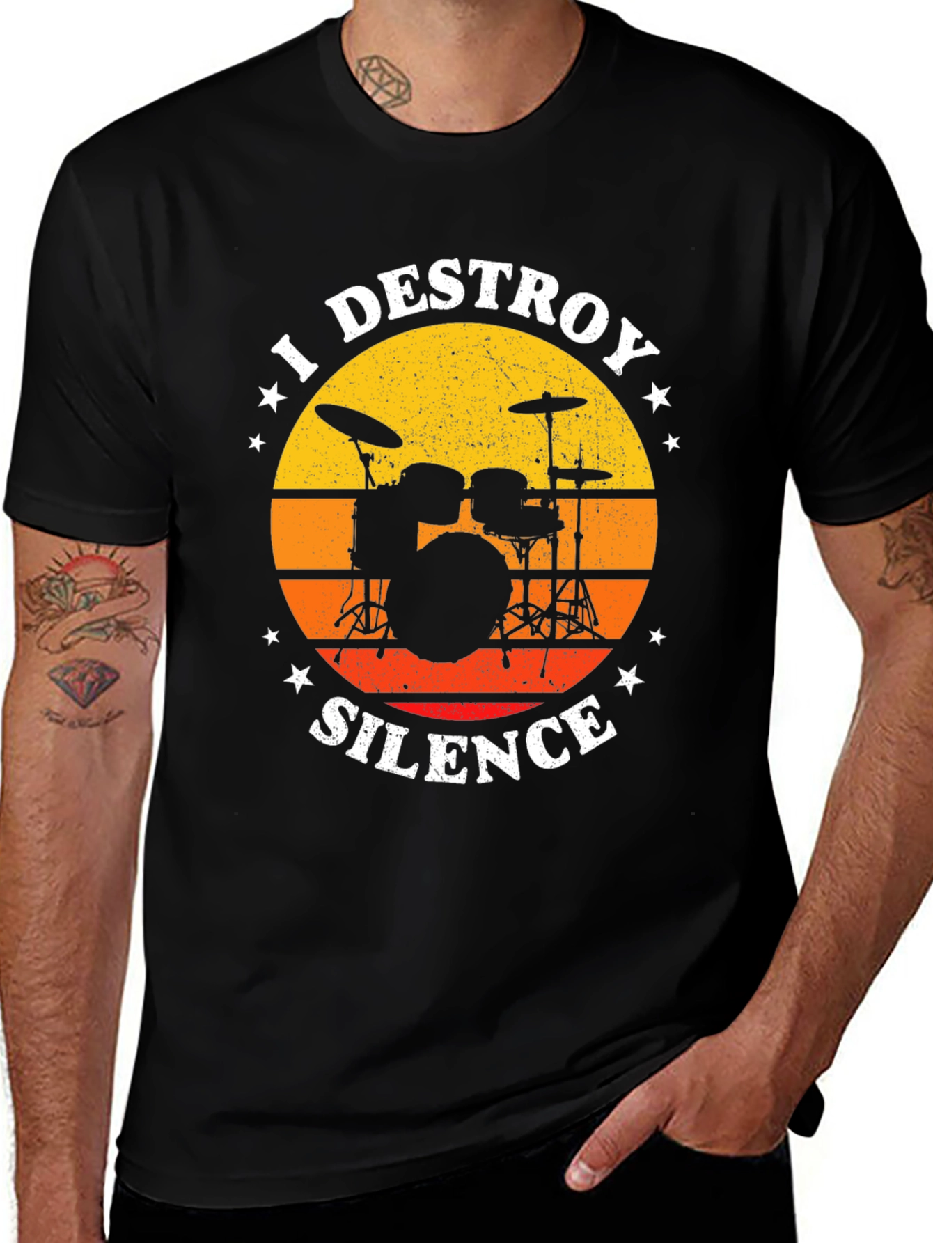 Variant 14 of I Destroy Silence Drummer T-Shirt