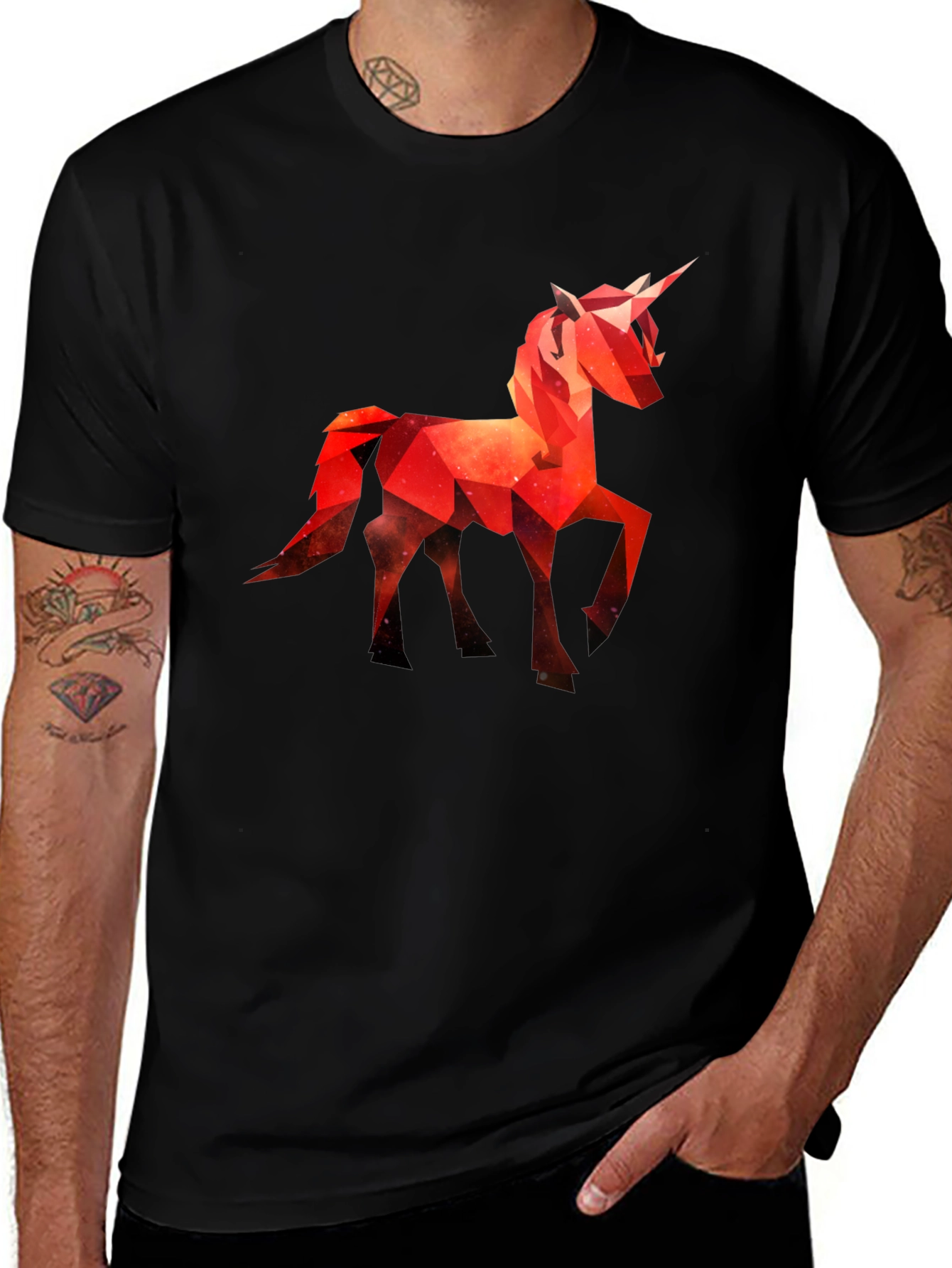 Variant 22 of Geometric Unicorn Graphic Tee - Black