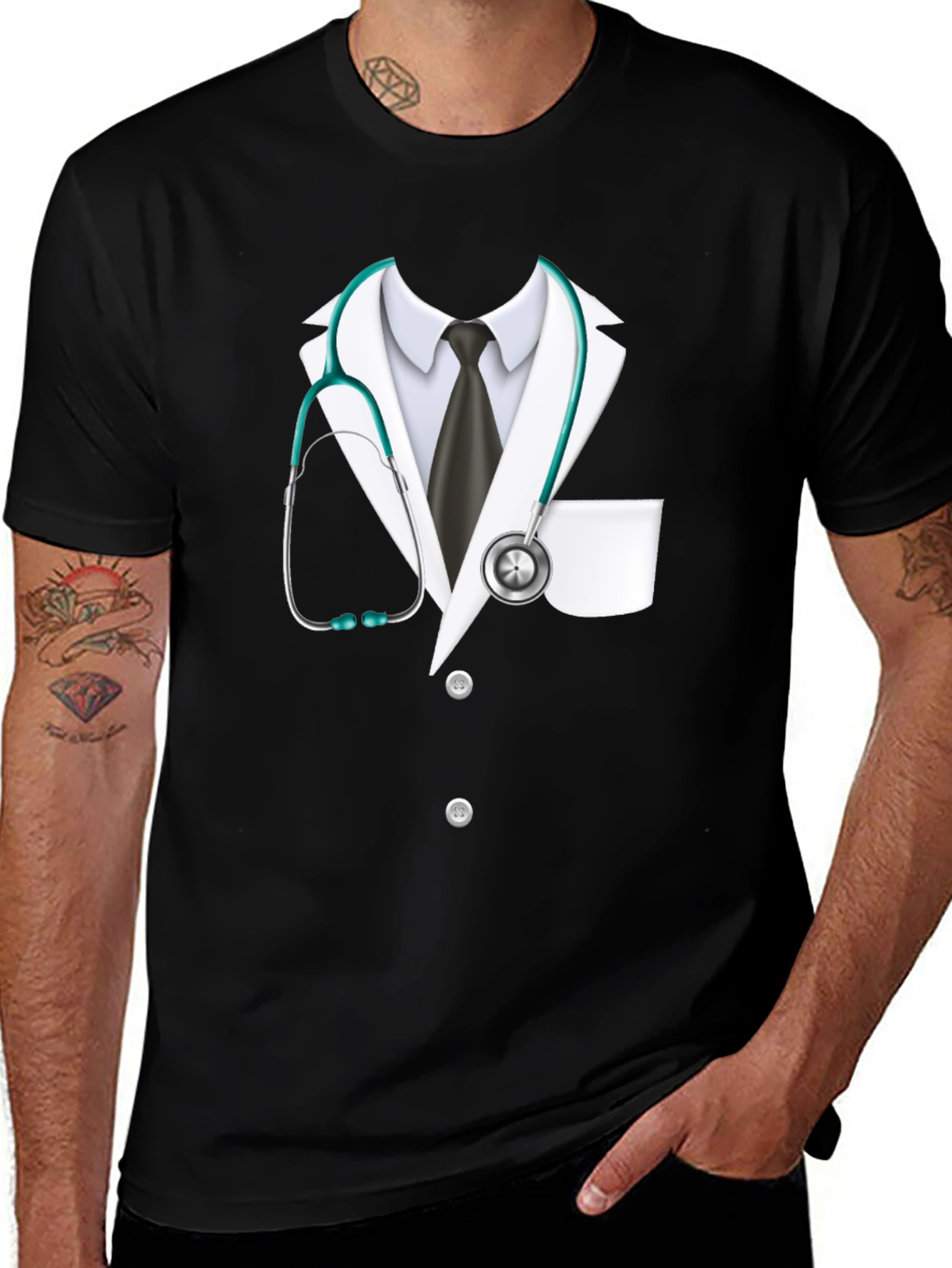 Variant 18 of Doctor Costume T-Shirt - Realistic Stethoscope Design